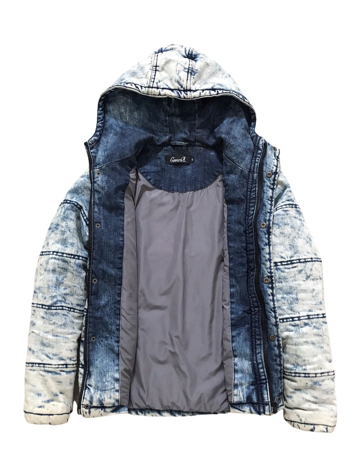 Japanese Brand CavariA Japan Acid Wash Puffer Denim Down Jacket Size US M / EU 48-50 / 2 - 4 Thumbnail