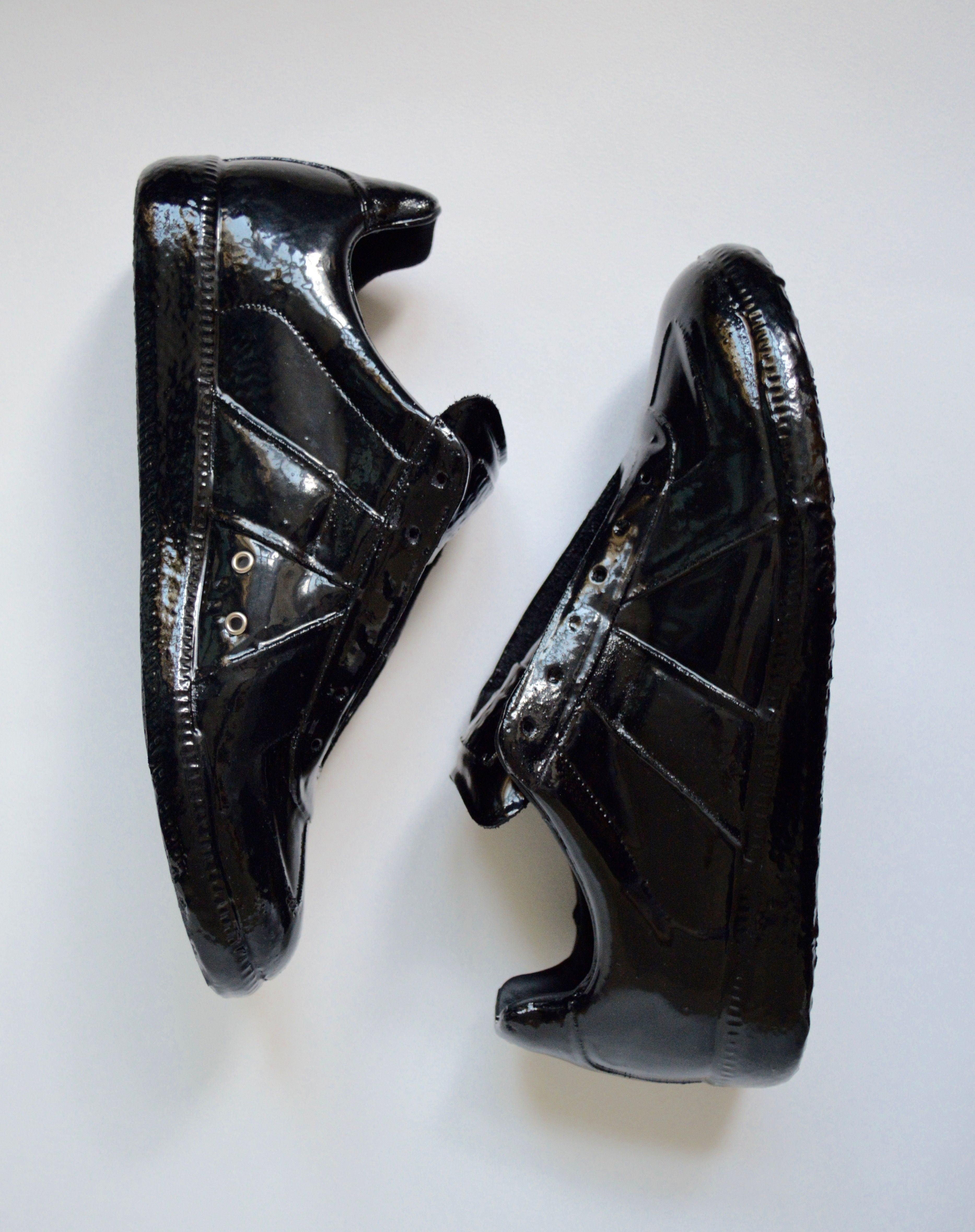 Pre-owned Maison Margiela Resin Dipped Gat Sneakers In Black