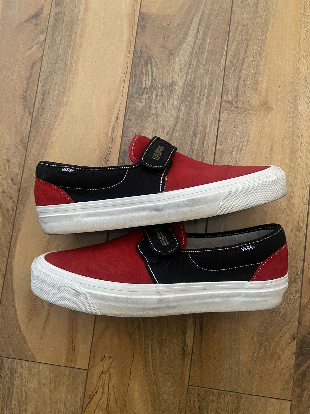 Fear of god vans red and black sale