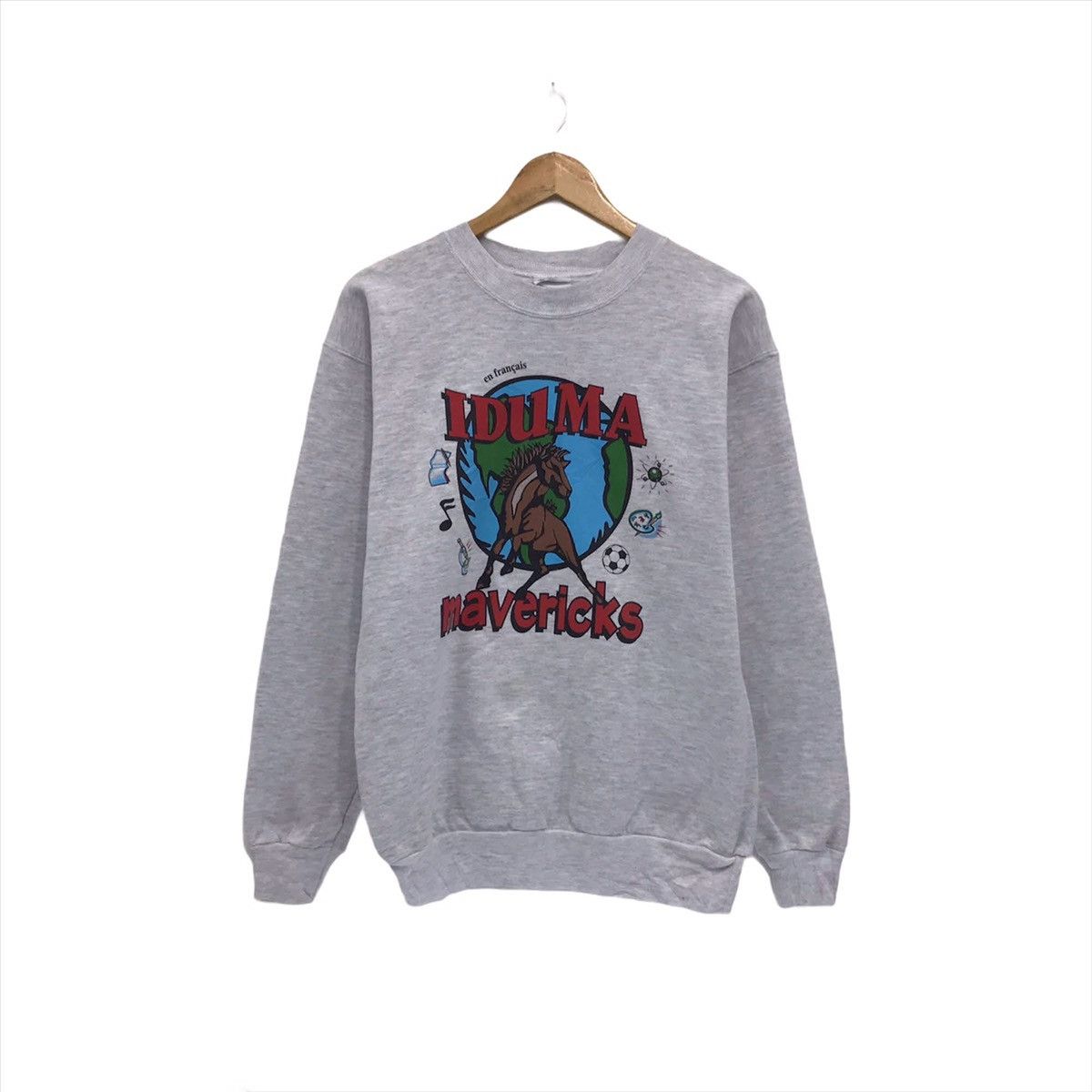 image of American College x Collegiate Vintage Hanes Sweatshirt Big Logo Iduma Mavericks School in Beige (Si