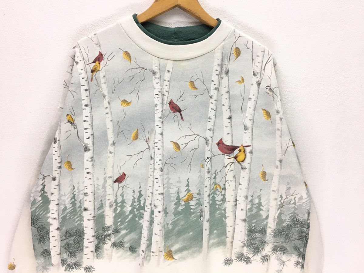 Vintage Vintage Full Print Bird Design Art Sweatshirt Size US L / EU 52-54 / 3 - 3 Thumbnail