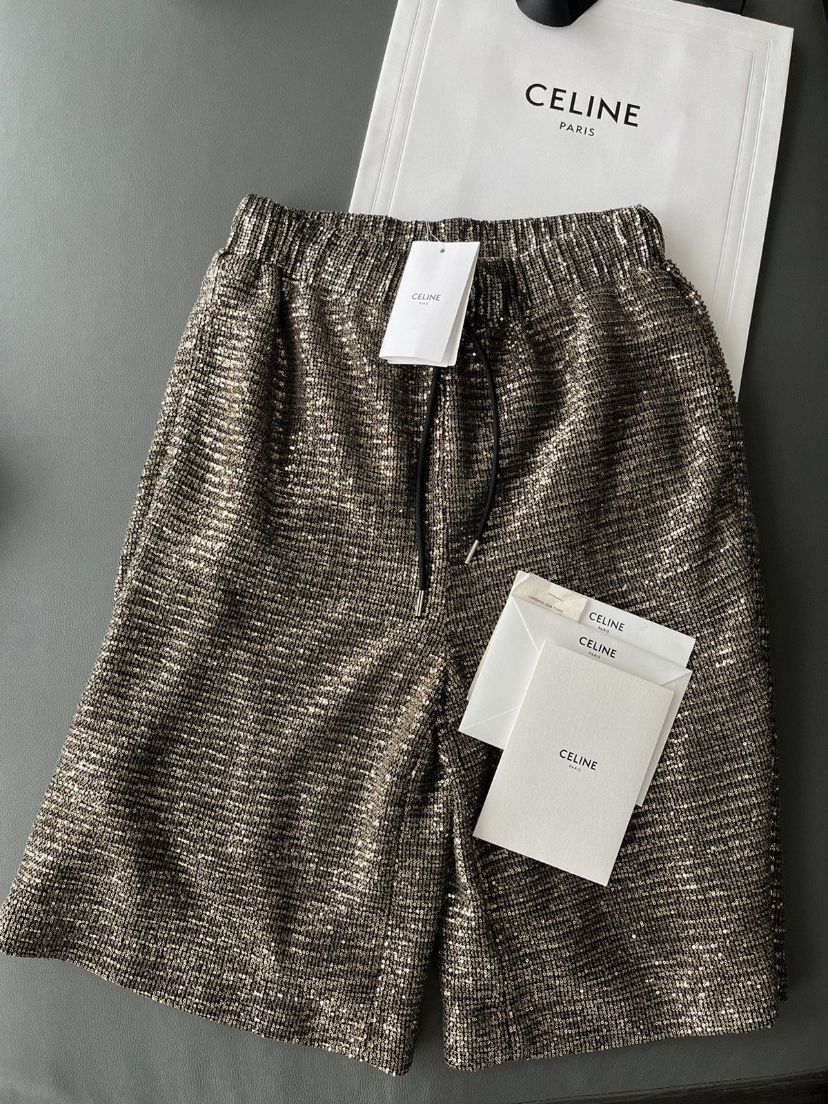 Celine × Hedi Slimane Brand New Celine Super Runway LimitedEdition Glitter Shorts Size US 32 / EU 48 - 4 Thumbnail