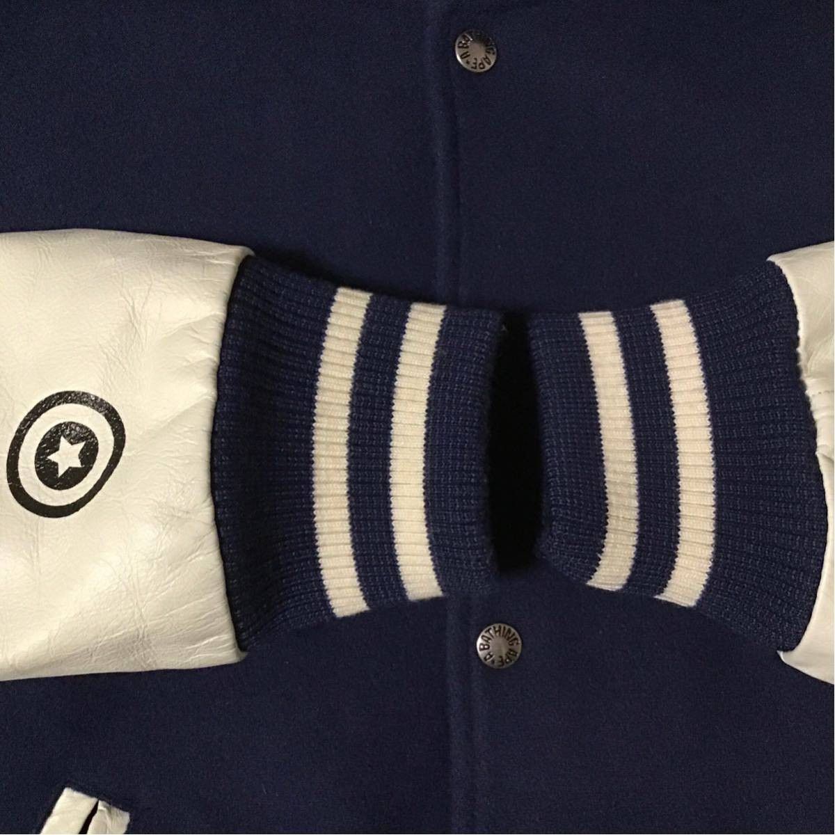 Bape BAPE sleeve leather shark hoodie varsity jacket ape NIGO Size US M / EU 48-50 / 2 - 6 Thumbnail