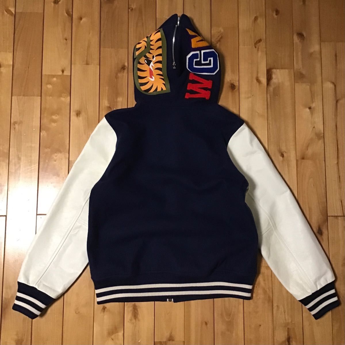 Bape BAPE sleeve leather shark hoodie varsity jacket ape NIGO Size US M / EU 48-50 / 2 - 2 Thumbnail