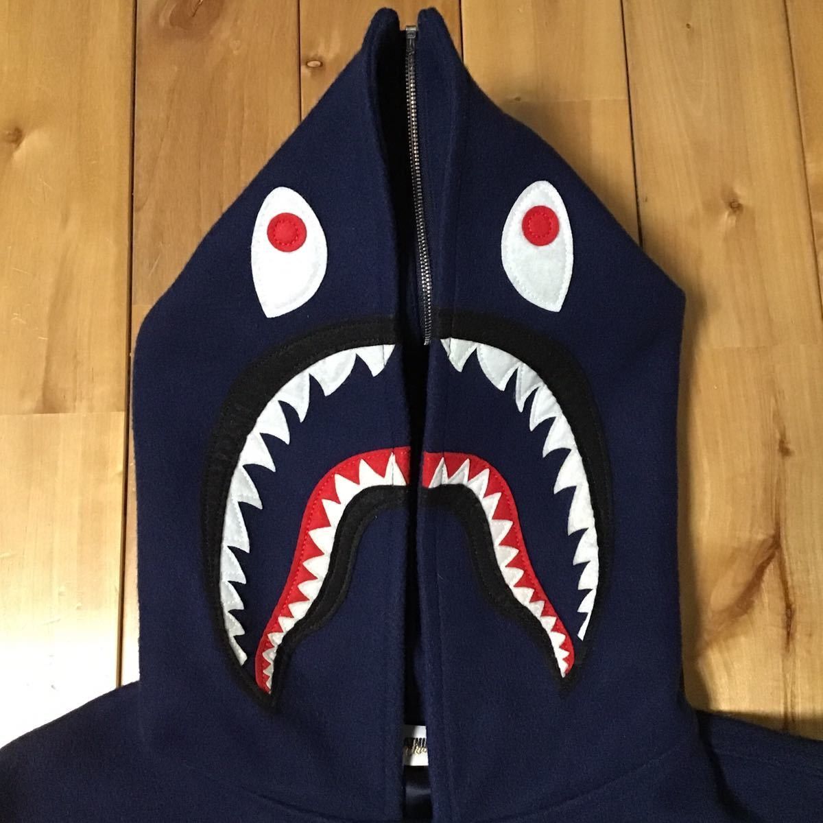 Bape BAPE sleeve leather shark hoodie varsity jacket ape NIGO Size US M / EU 48-50 / 2 - 3 Thumbnail