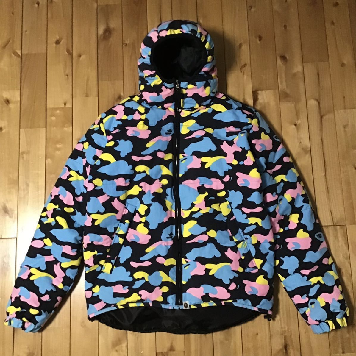 image of Reversible Multi Camo Down Jacket Cotton Candy Camo Bape, Men's (Size XL)