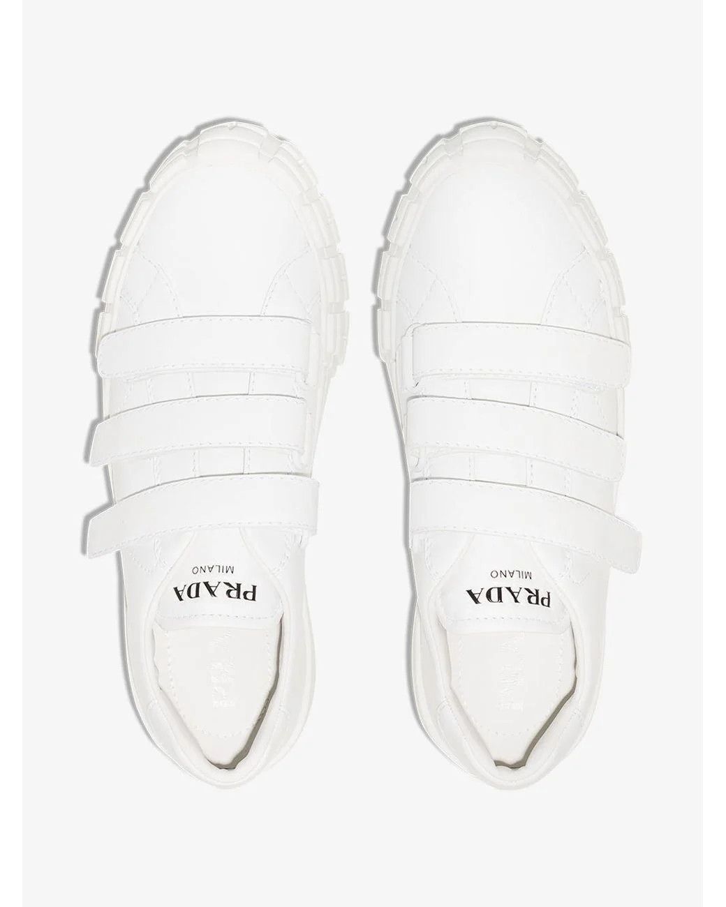 Prada Prada White Wheel Velcro Leather Sneakers Size 37 Size US 7 / IT 37 - 2 Thumbnail
