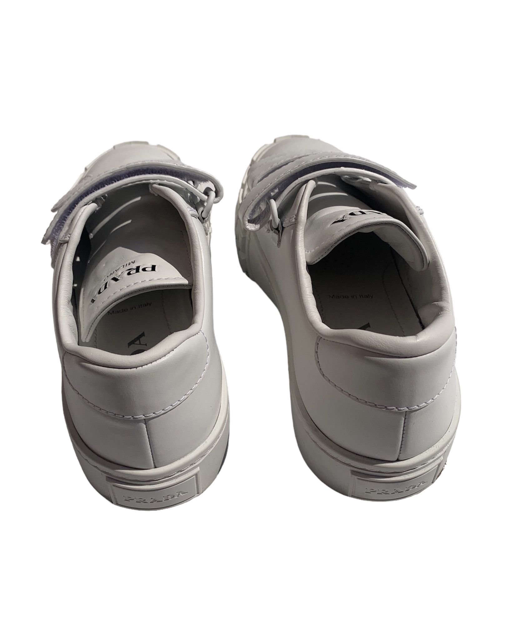 Prada Prada White Wheel Velcro Leather Sneakers Size 37 Size US 7 / IT 37 - 6 Thumbnail