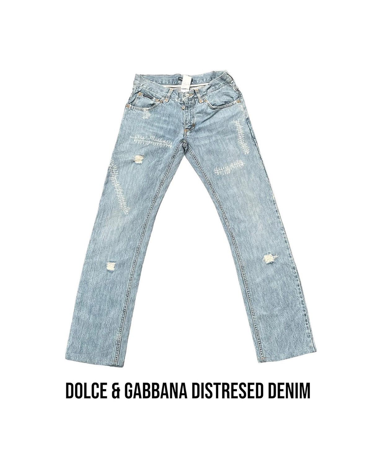 image of Distressed Denim Vintage Dolce & Gabbana Distresed Rework Denim in Blue, Men's (Size 31)