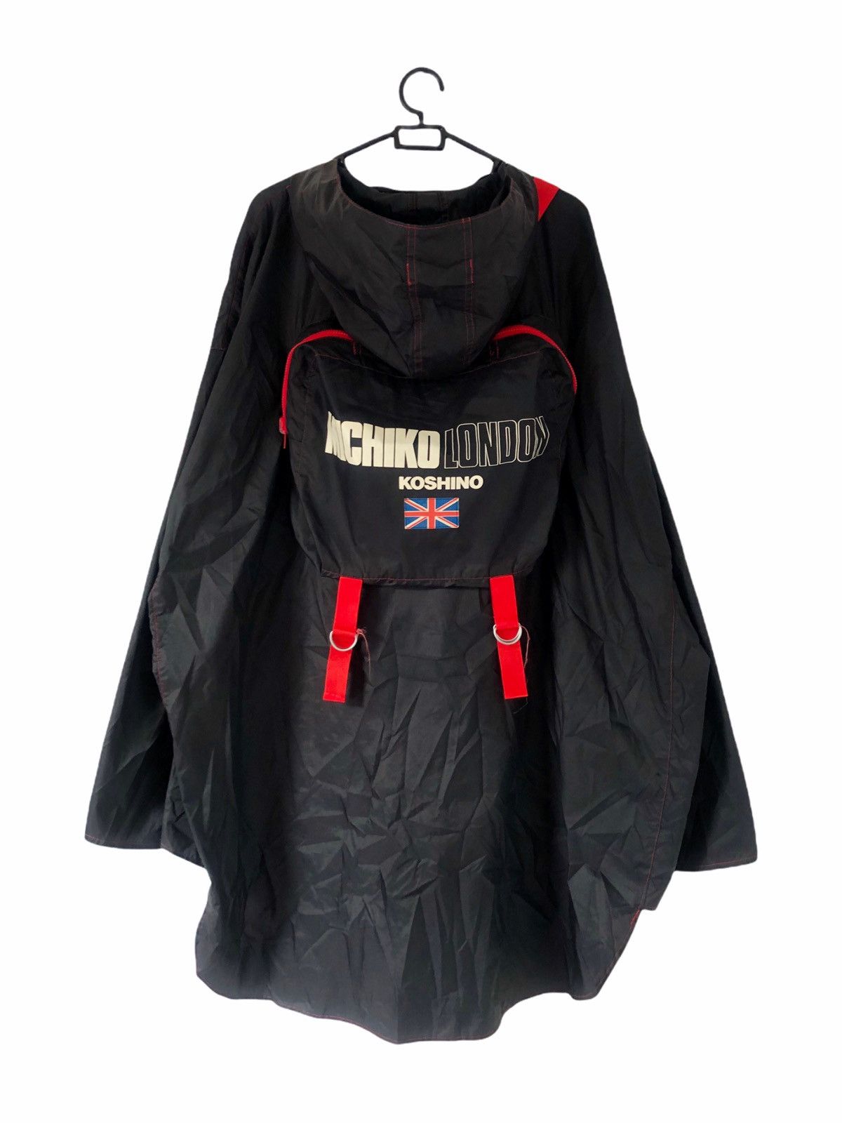 image of Beauty Beast x Michiko Koshino 90's Michiko London Packable Bagpack Raincoat in Black (Size XL)