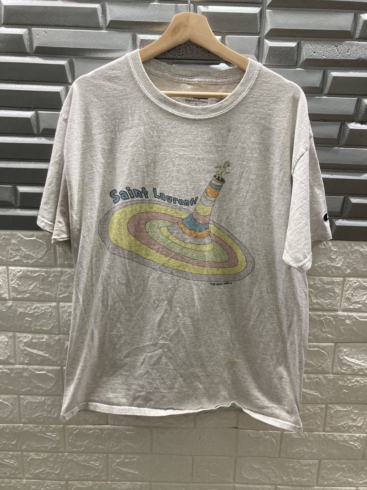 Champion × Mega Yacht × Vintage Vintage 90s Mega Yacht Saint Laurent t shirt Size US L / EU 52-54 / 3 - 1 Thumbnail