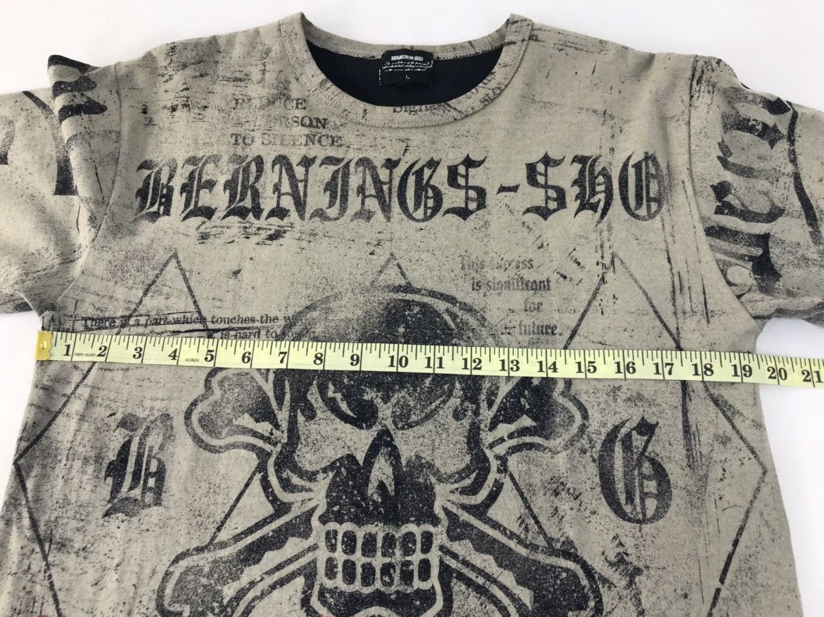 Japanese Brand Bernings-Sho Overprint Skull Design Tee Size US M / EU 48-50 / 2 - 9 Thumbnail