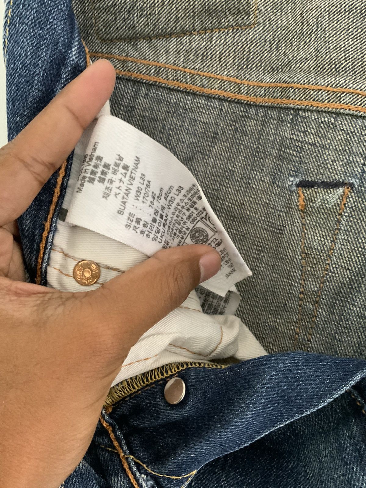 Unsound Rags Levi’s 501 Light Acid Wash Distressed Denim Jean Size US 30 / EU 46 - 18 Thumbnail