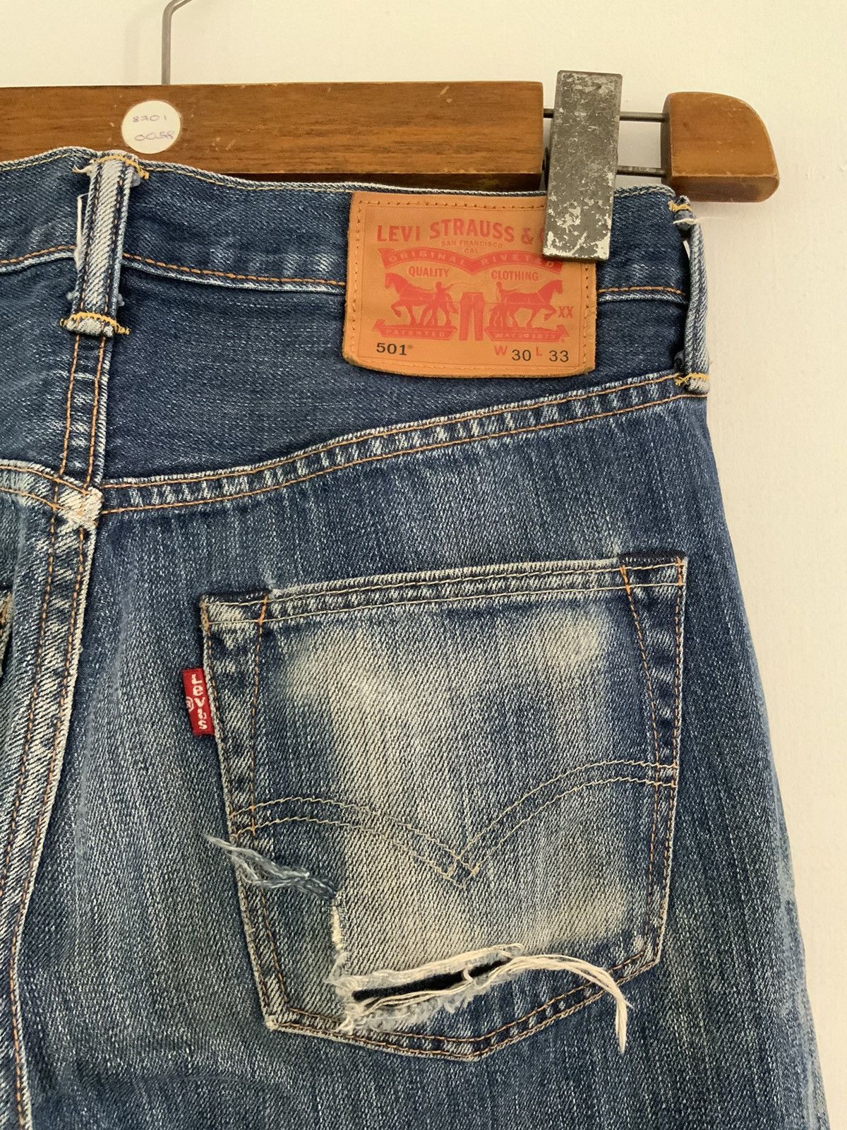 Unsound Rags Levi’s 501 Light Acid Wash Distressed Denim Jean Size US 30 / EU 46 - 13 Thumbnail