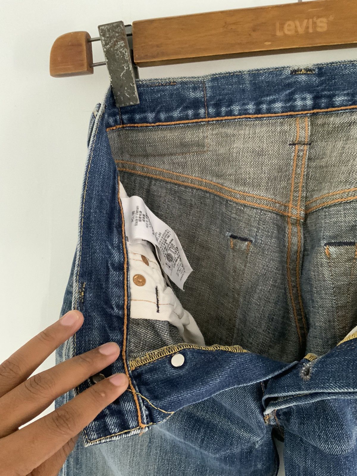 Unsound Rags Levi’s 501 Light Acid Wash Distressed Denim Jean Size US 30 / EU 46 - 16 Thumbnail