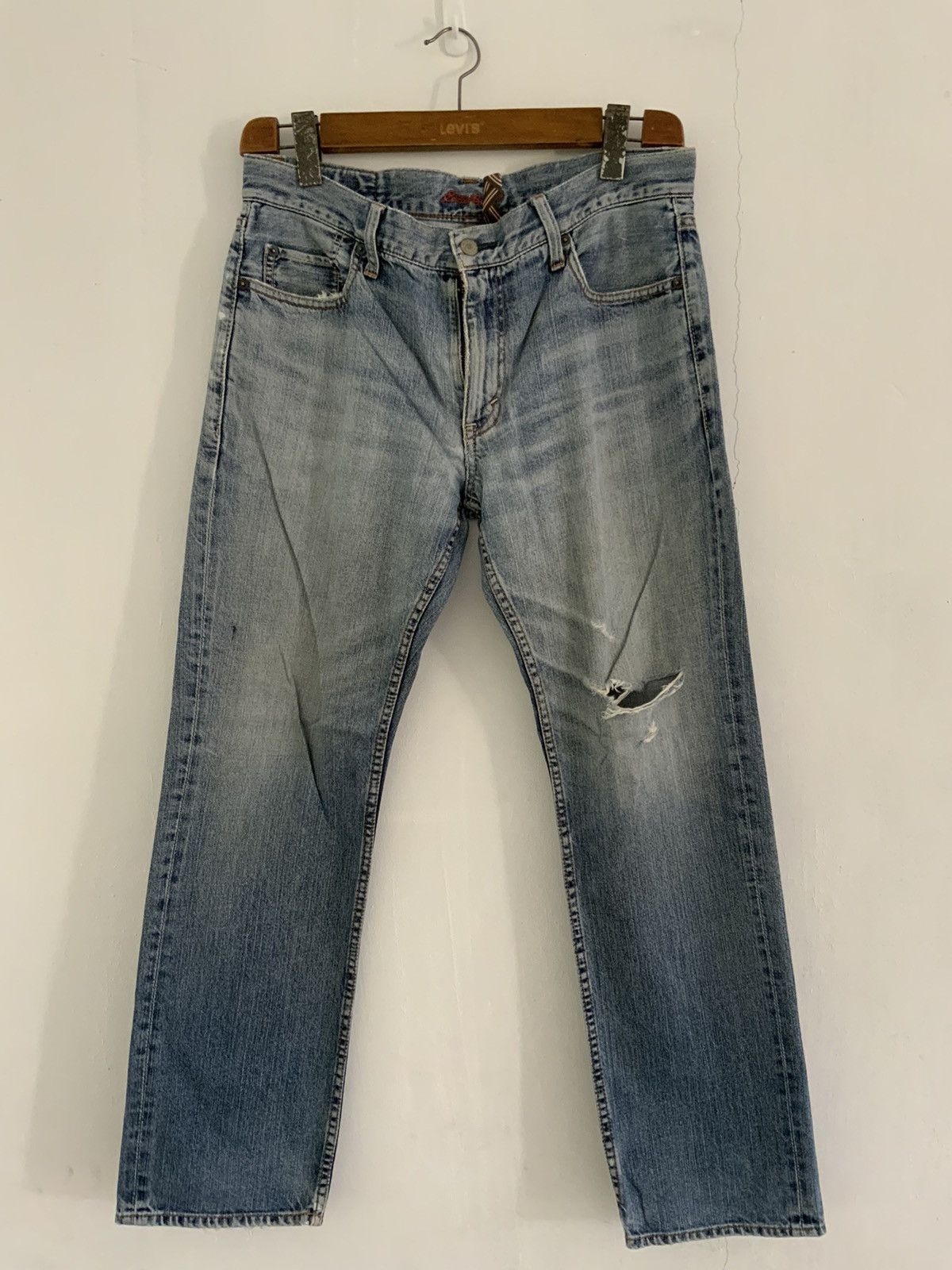 image of Archival Clothing x Distressed Denim Vintage Eddie Bauer Distressed Denim Jean in Blue (Size 35)