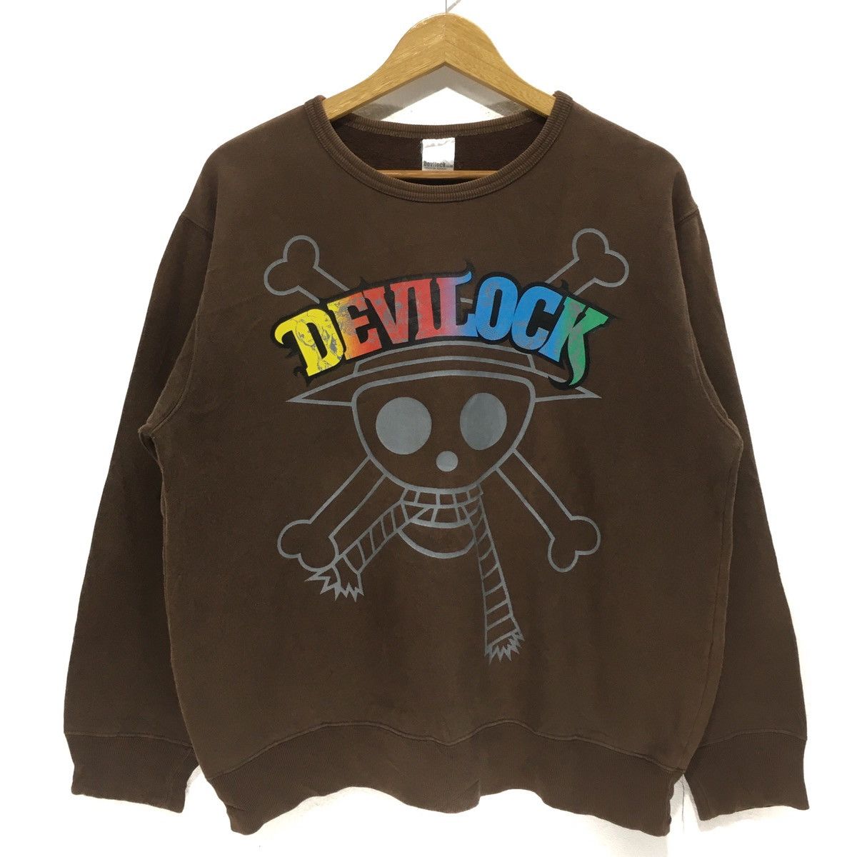 image of Anima x Devilock Vintage Devilock Usa Big Logo Brown Sweatshirt L Sz, Men's (Size Large)