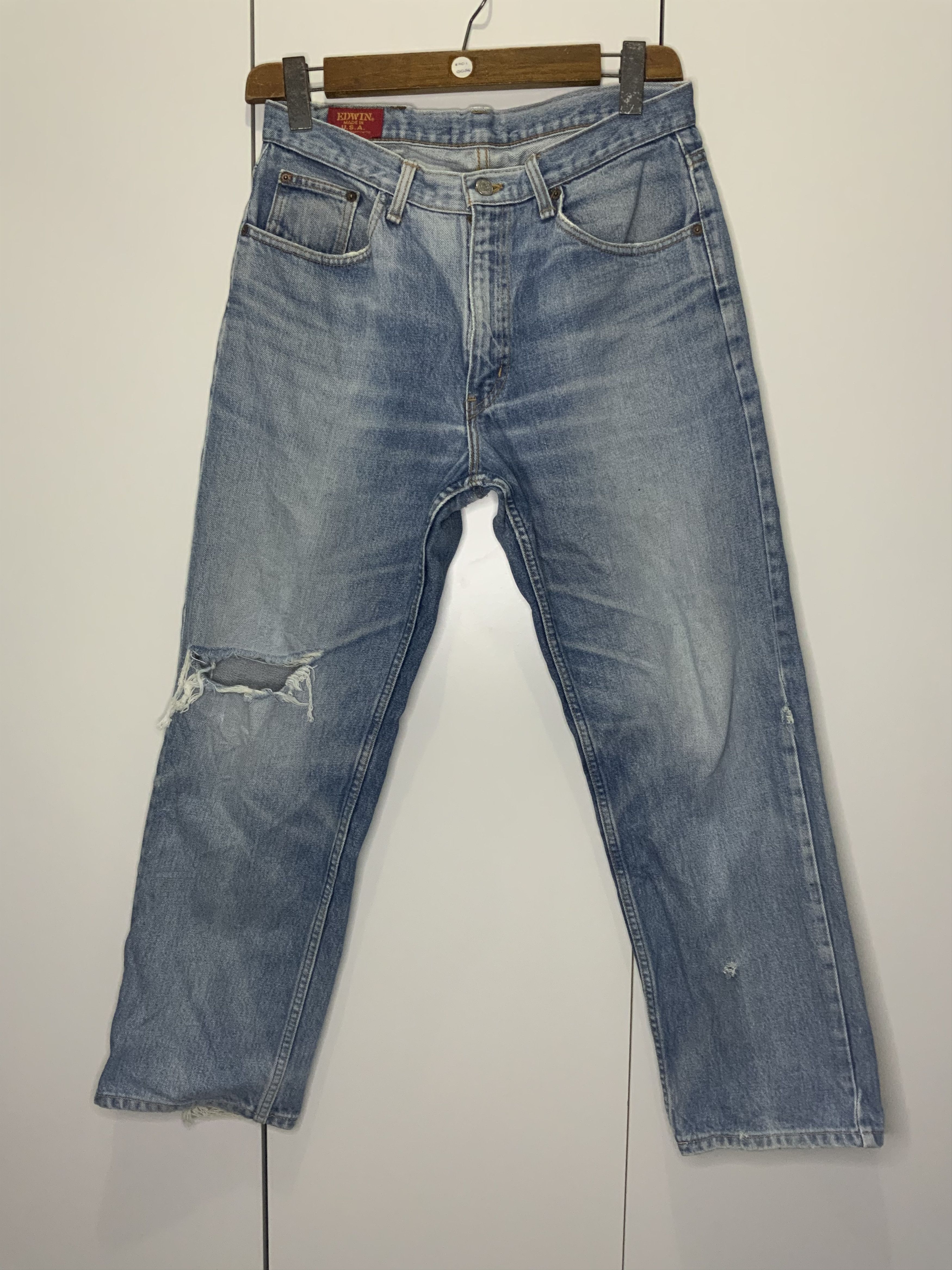 Edwin Edwin Light Wash Asid Distressed Denim Size US 34 / EU 50 - 1 Thumbnail
