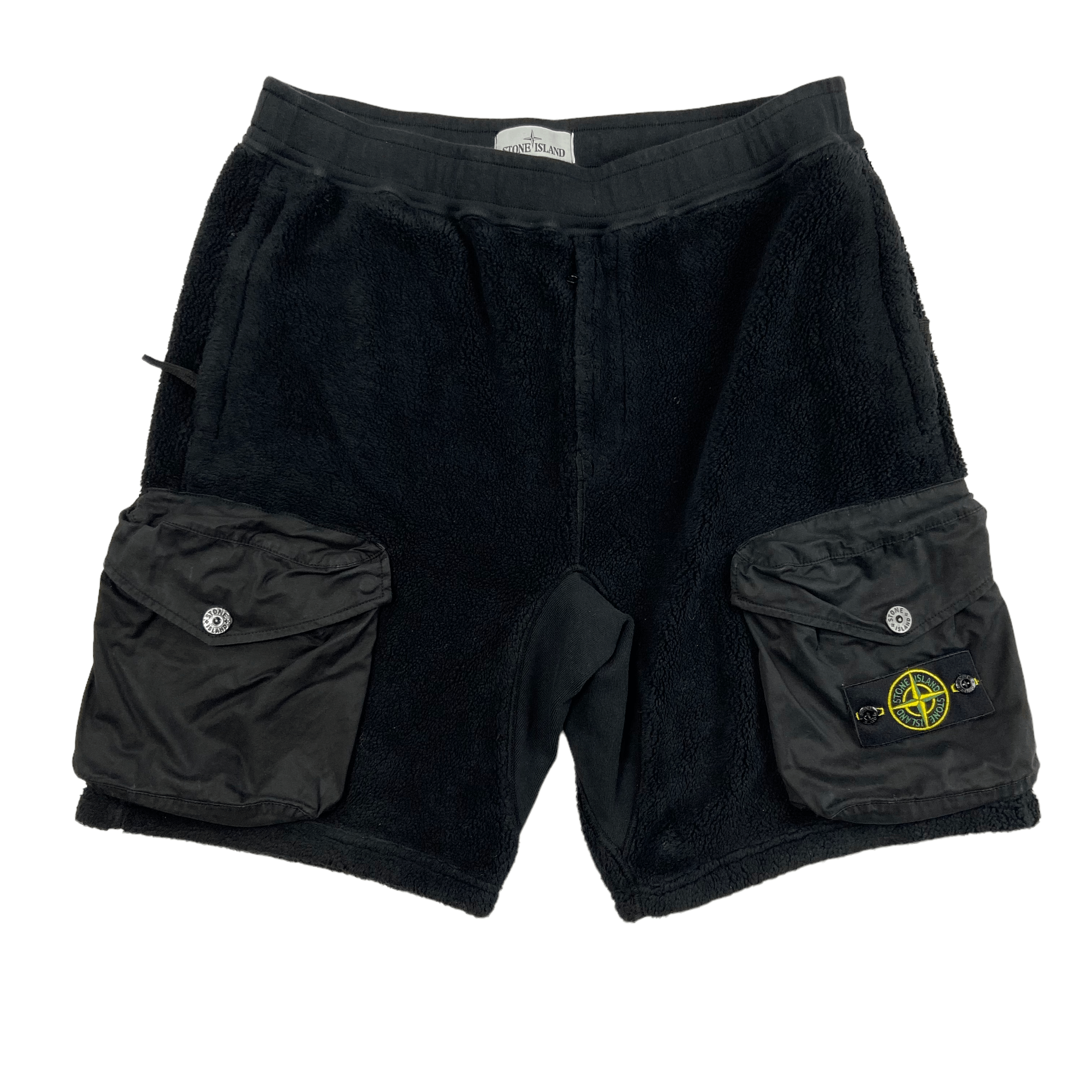 Pre-owned Stone Island $455 Rrp Cozy Fleece  Cargo Shorts In Black