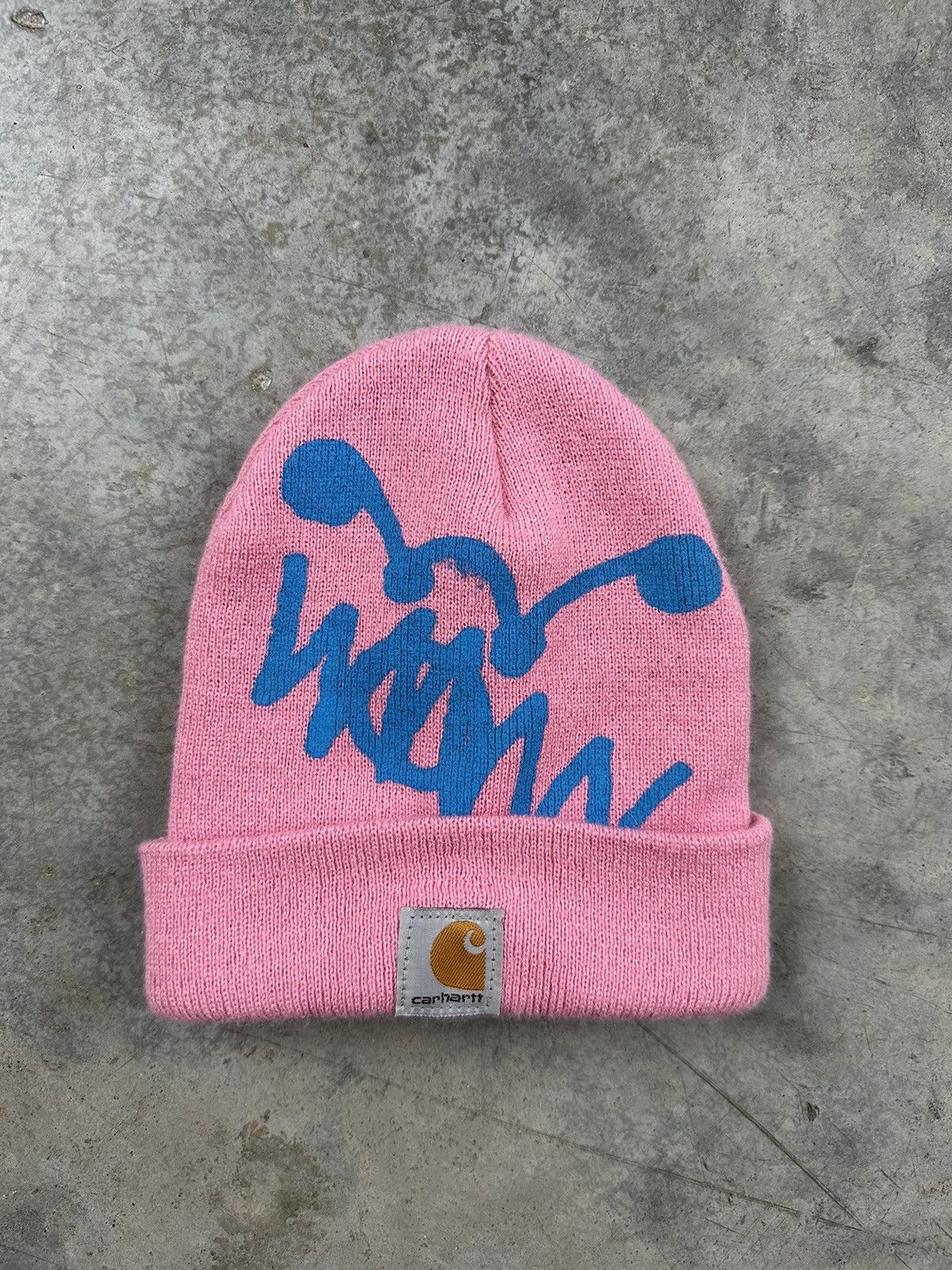 image of Asspizza 2018 Tour Carhartt Logo Beanie Pink + Blue 730, Men's