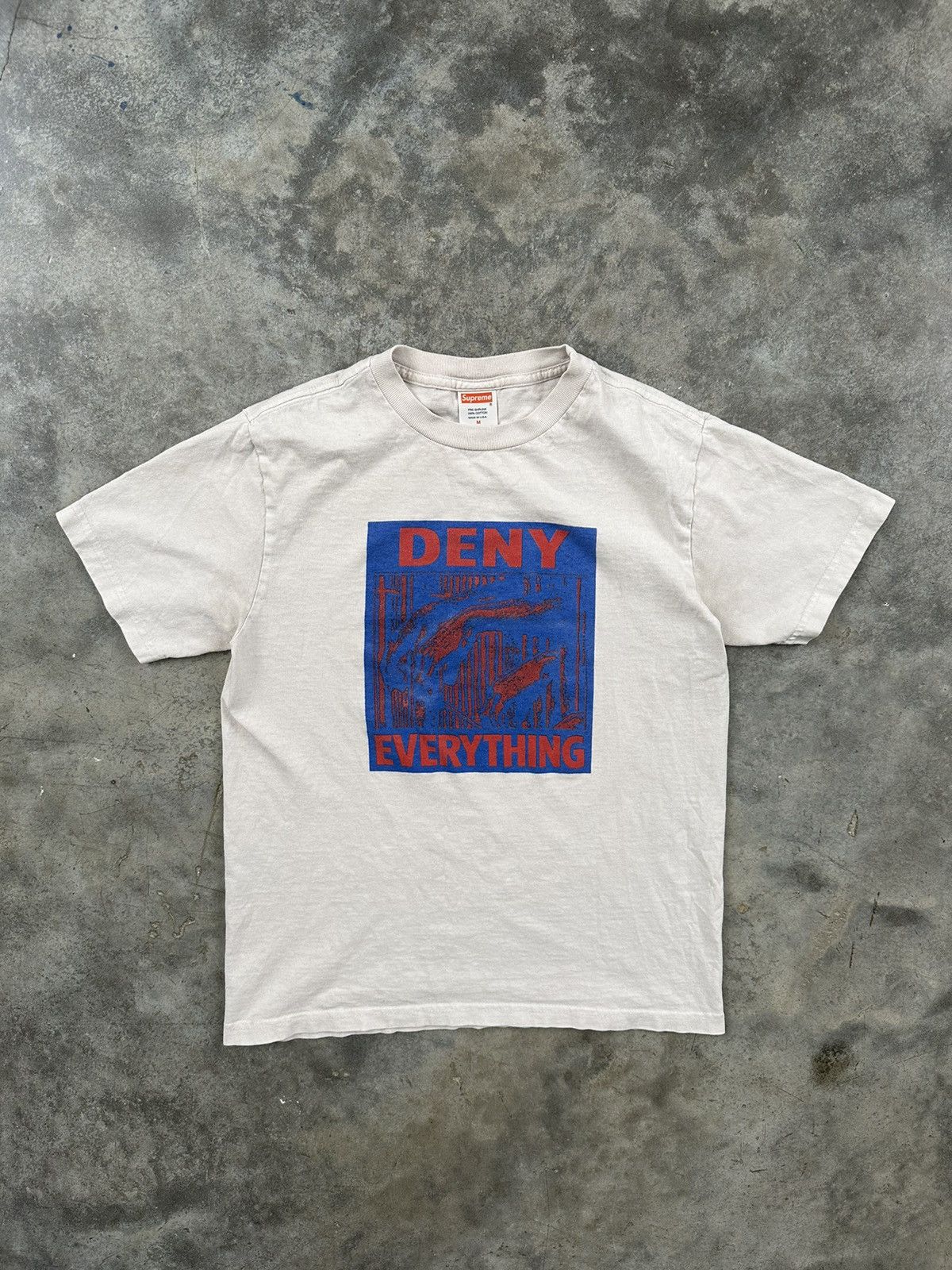 image of 2007 Supreme "deny Everything" Jail Tee White Medium, Men's