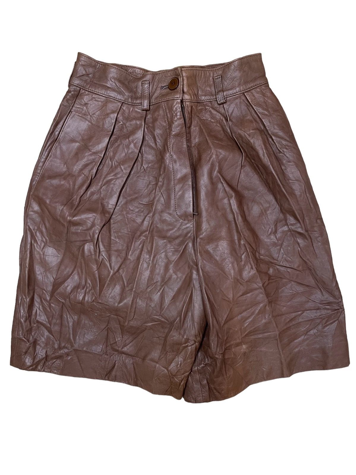image of Archival Clothing x Leather Vintage Lui Chantant Short Leather Women Skirt in Brown (Size 24)