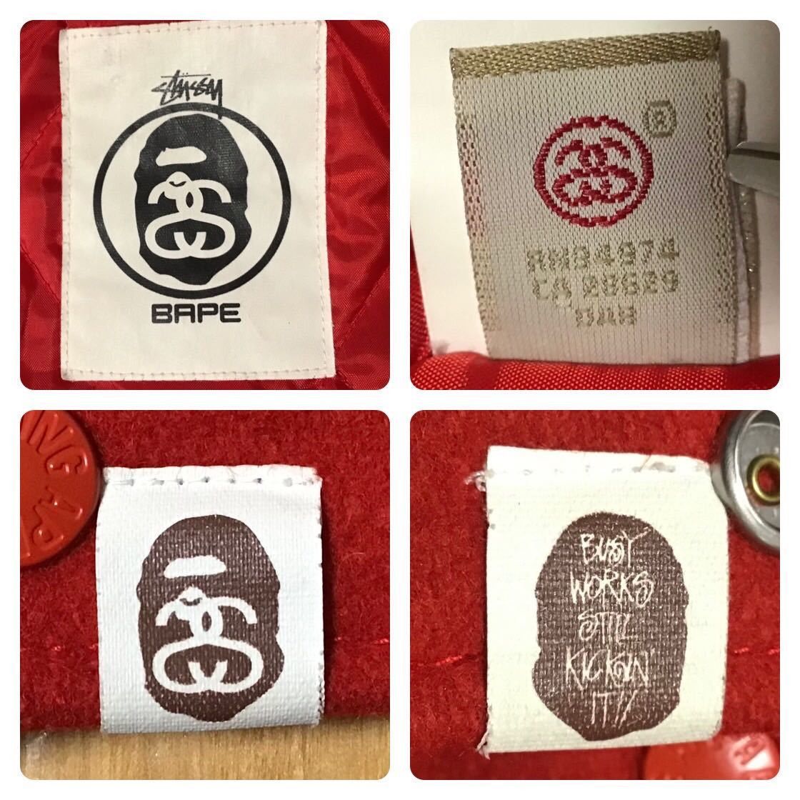 Bape × Stussy BAPE × stussy sleeve leather varsity jacket ape Size US M / EU 48-50 / 2 - 9 Thumbnail