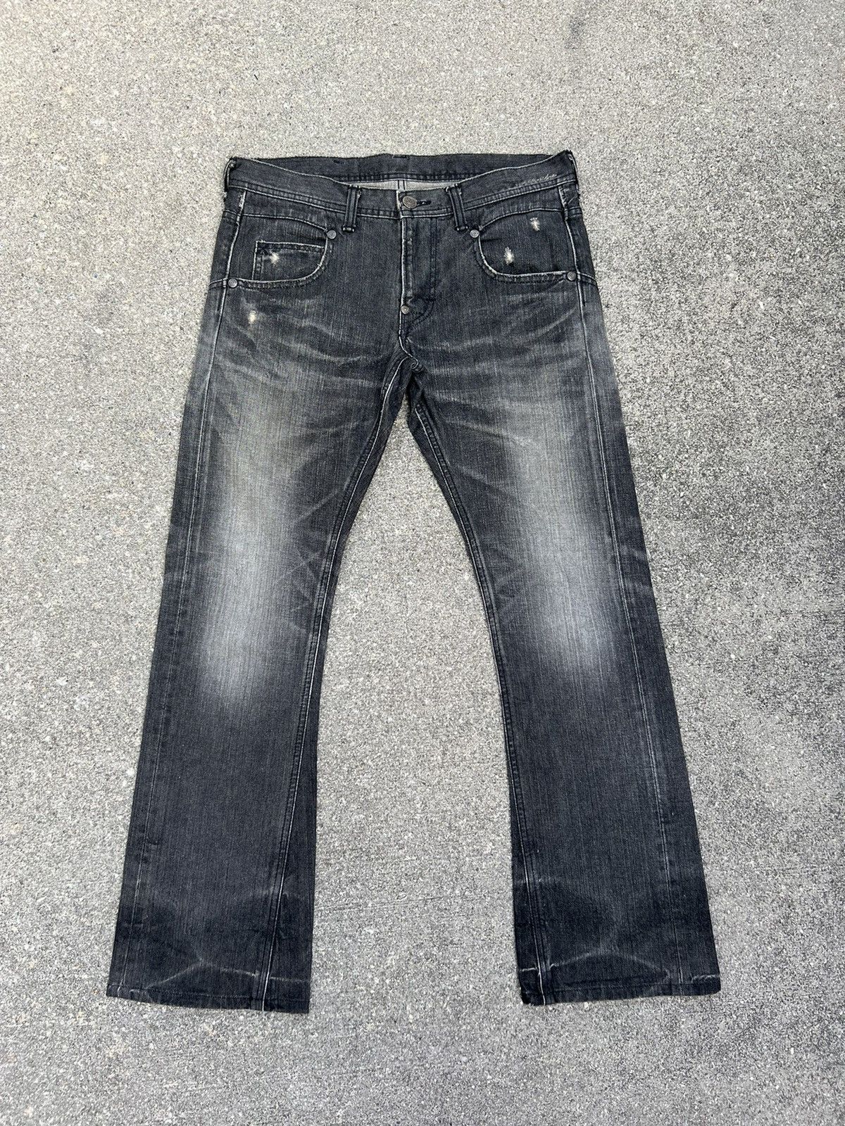 Lee Riders Japan X Love&Peace Fade Black Denim Flare Jeans