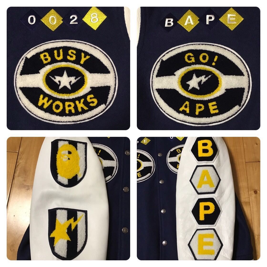 Bape BAPE Sleeve leather BAPE LOGO varsity jacket a bathing ape Size US M / EU 48-50 / 2 - 4 Thumbnail