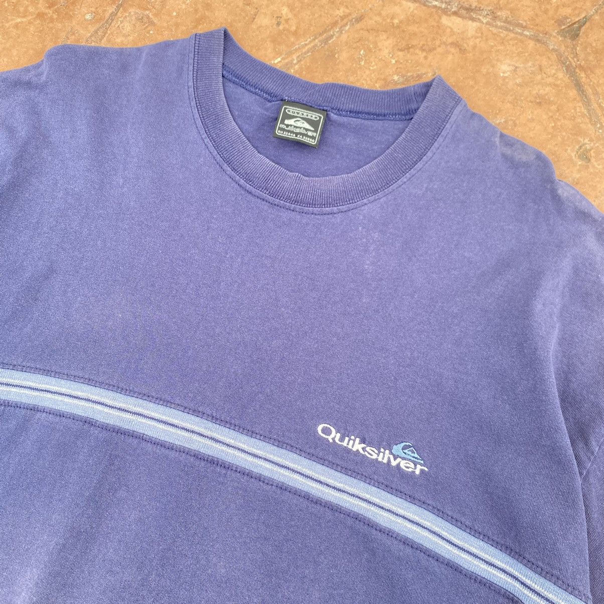 image of 1990X Clothing x Quiksilver Thrashed Faded Vintage 90's Quiksilver Embroidered Surf Tee in Navy (Si