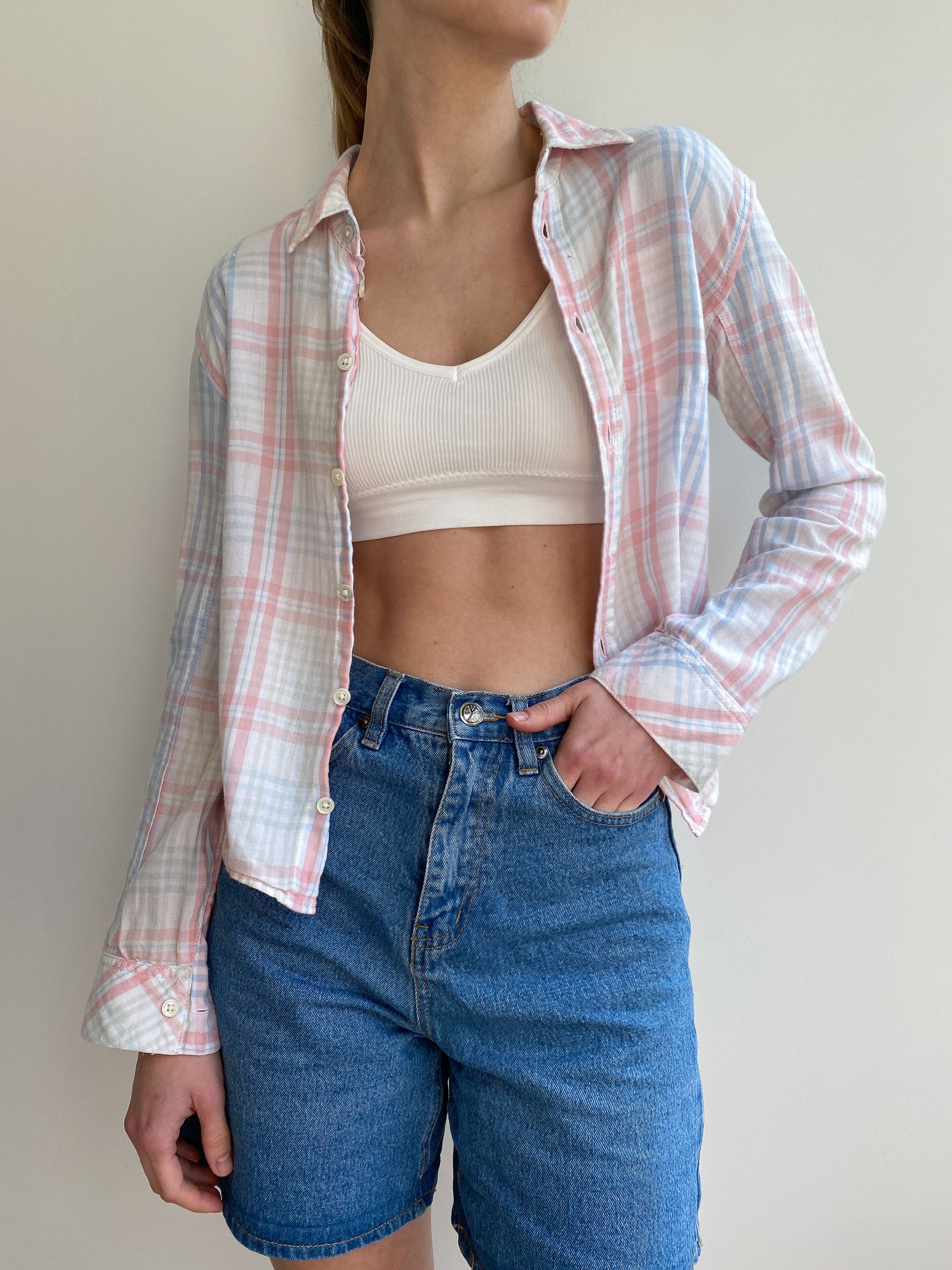 Acne Studios Acne Check Cropped Shirt Size 10 Size L / US 10 / IT 46 - 1 Thumbnail