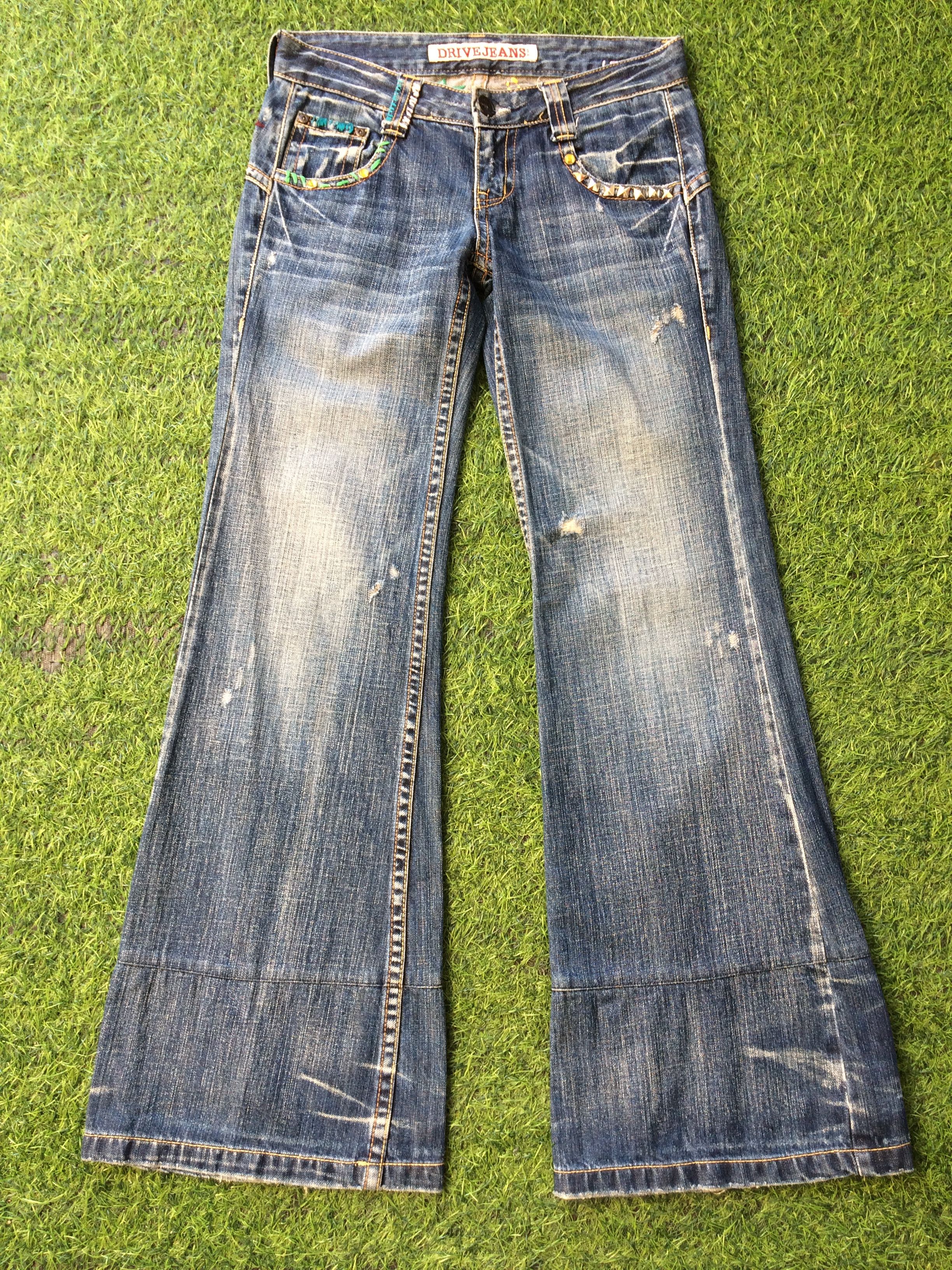 Designer Y2K Low Waist Flared Wide Leg Jeans #D-514 Size 24" / US 00 / IT 34 - 2 Thumbnail