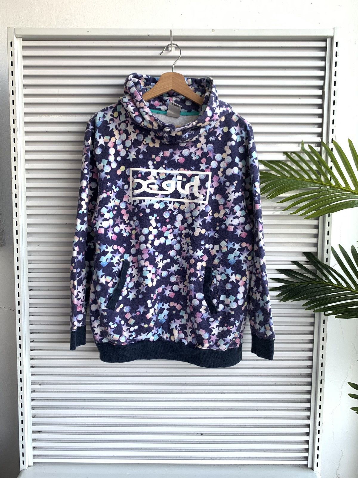 image of Vintage X-Girl Full Print Pullover Hoodie in Purple, Women's