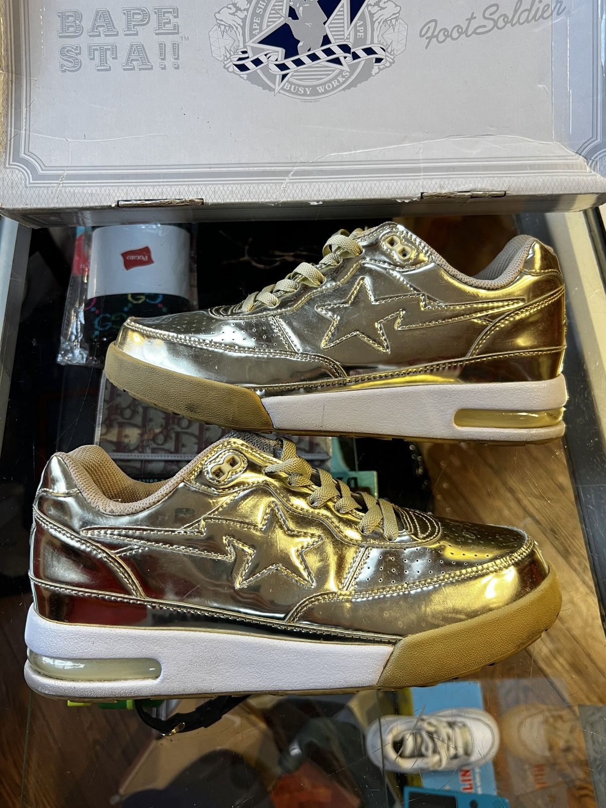 Bape A Bathing Ape Roadsta Bapesta Metallic Gold | Grailed