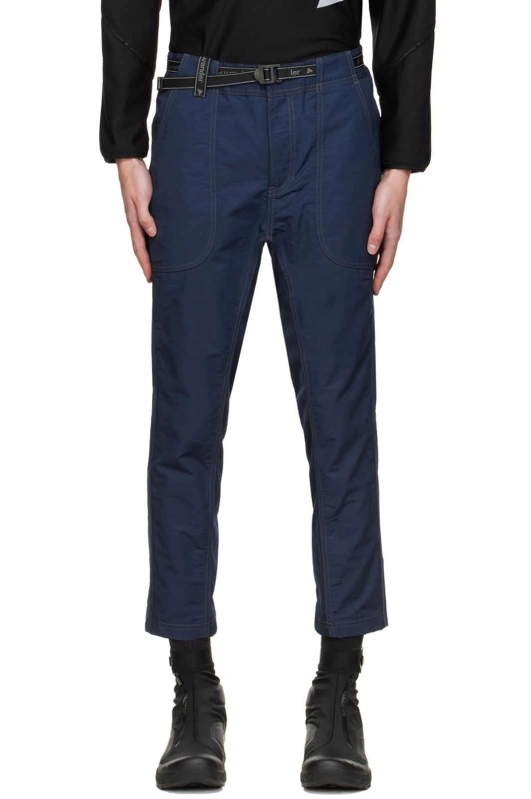 image of And Wander Navy Paneled Trousers, Men's (Size 30)