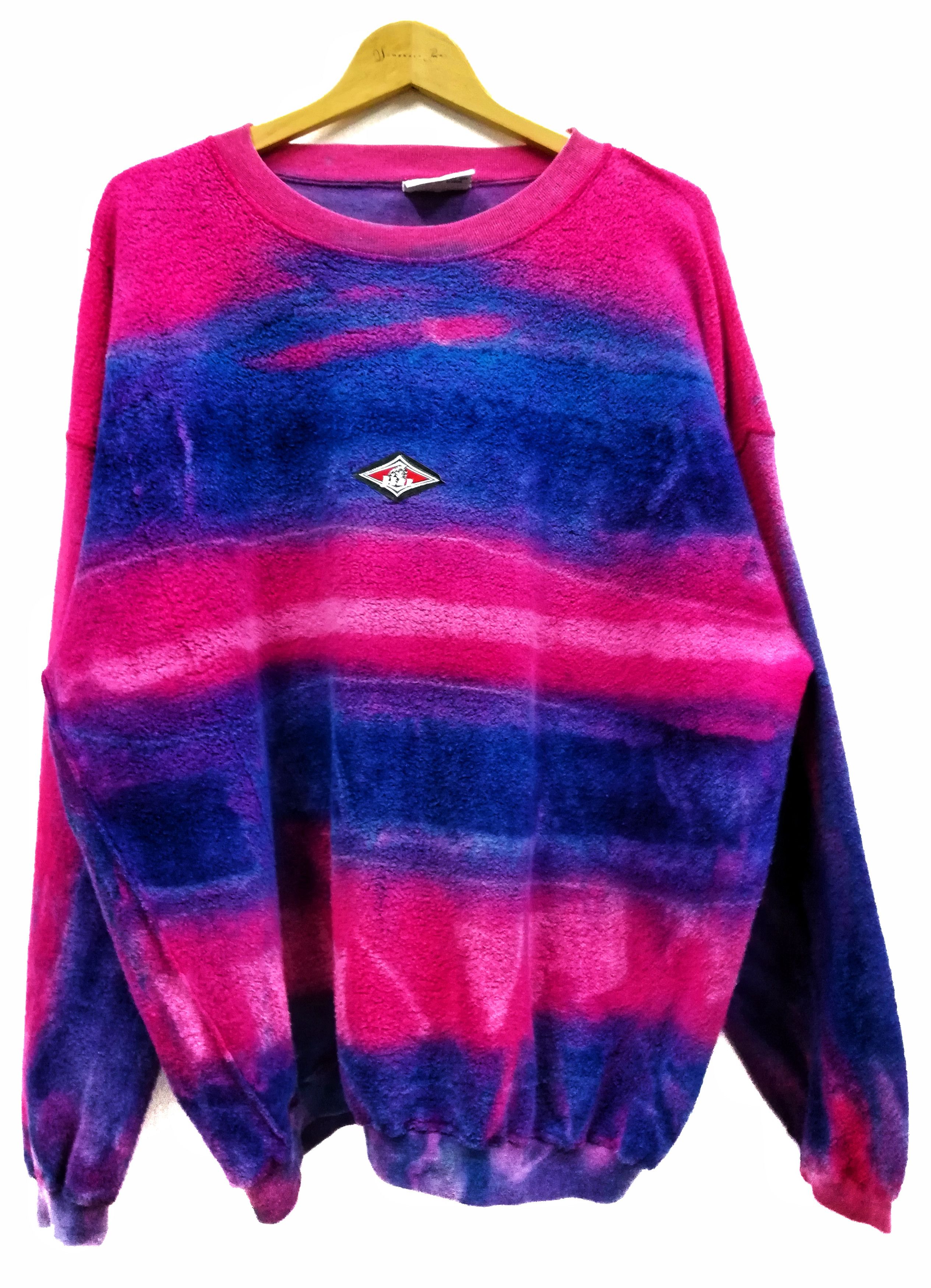 Vintage 🔥80's - 90's Surfing Tie Dye Sweatshirt Long Sleeve Shirt Size US L / EU 52-54 / 3 - 2 Thumbnail
