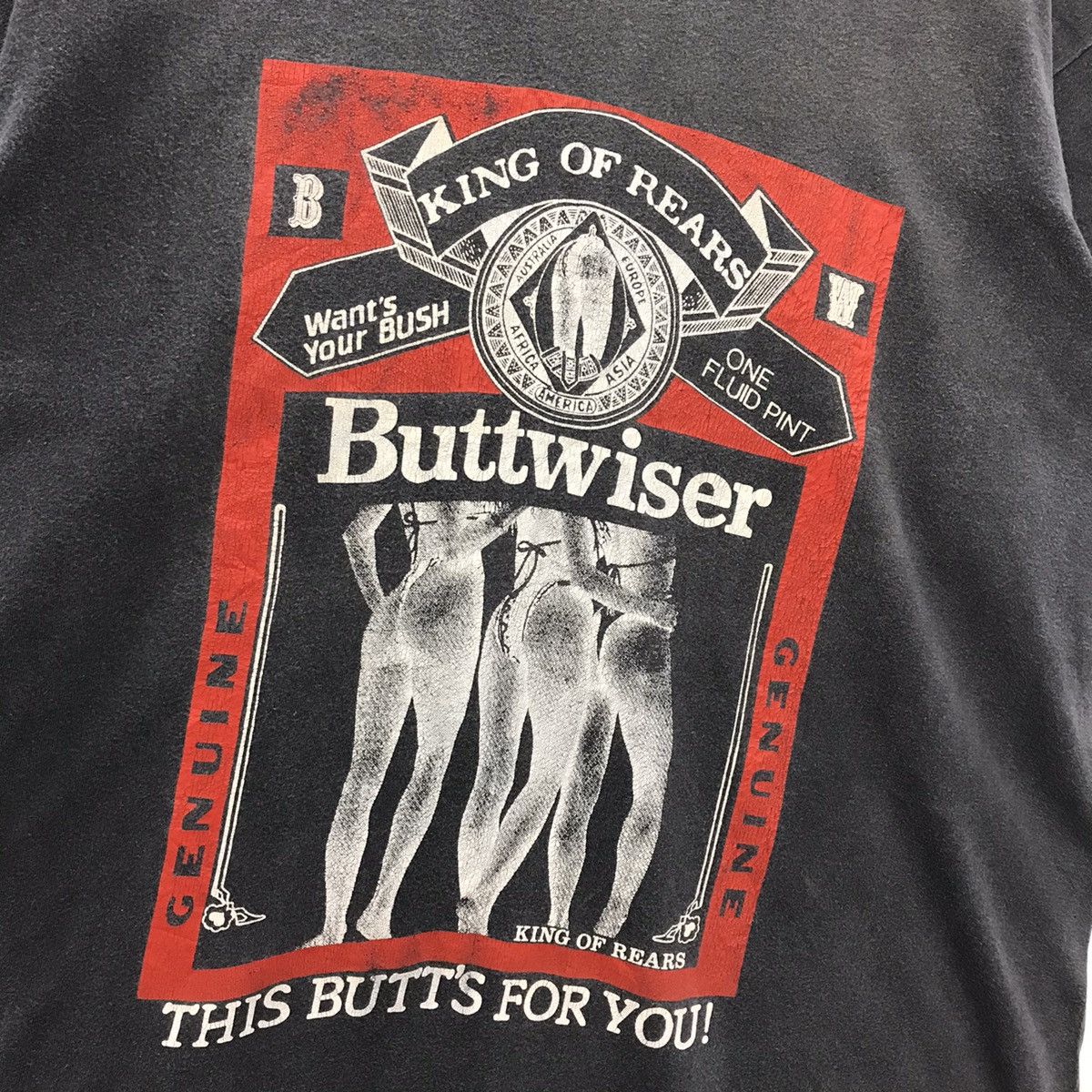 Budweiser × Vintage Rare!! Vintage Buttwiser King Of Rears Parody Tee Size US L / EU 52-54 / 3 - 4 Thumbnail