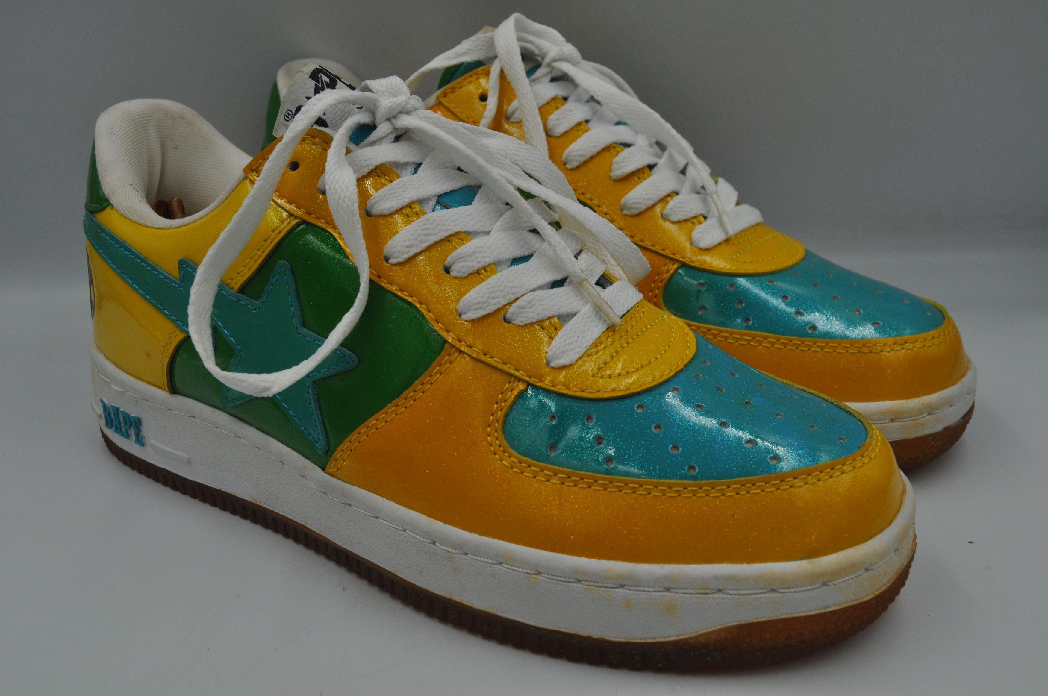 image of Bape - S/s 09 - "x" Col. - Fs-001 "glitter" Bapesta Shoes in Yellow Green, Men's (Size 10)