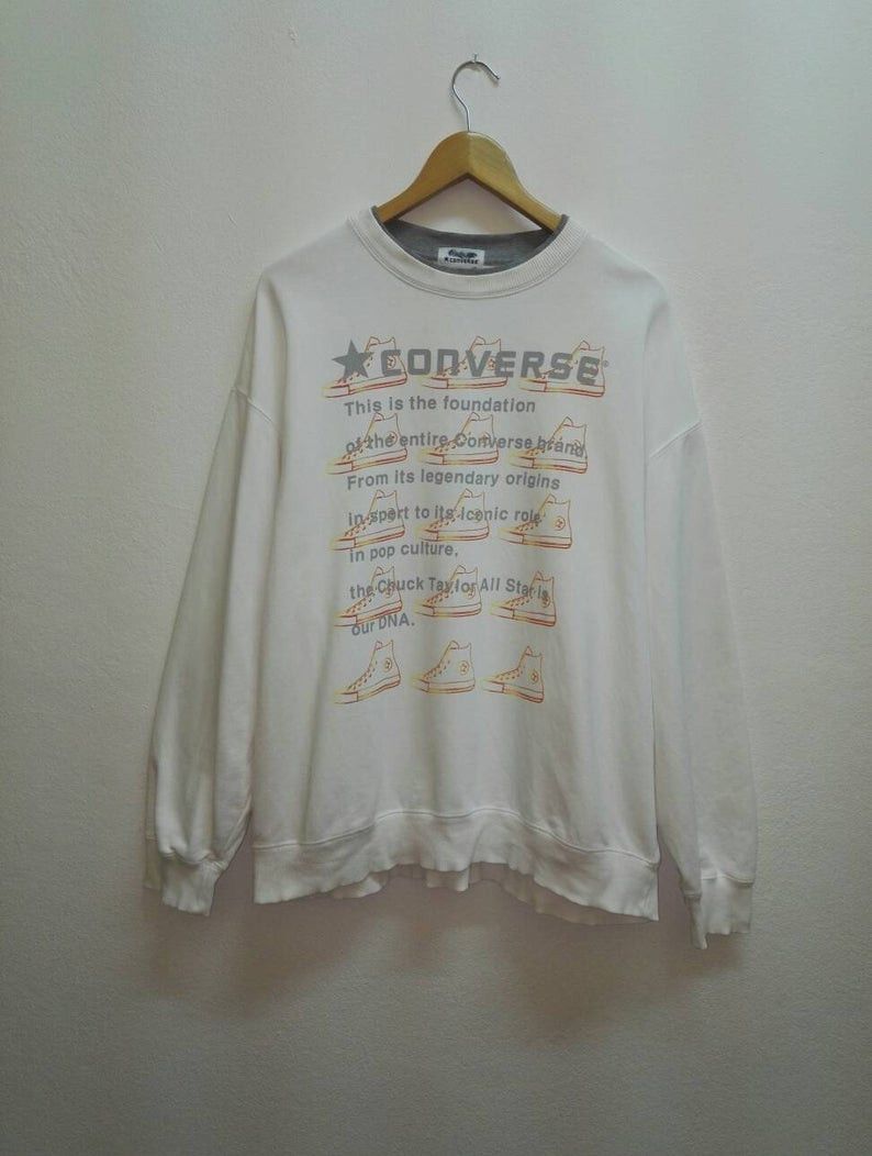 Image of Vintage Converse Sweatshirt Big Saiz (Code 18) in White, Men's (Size 2XL)