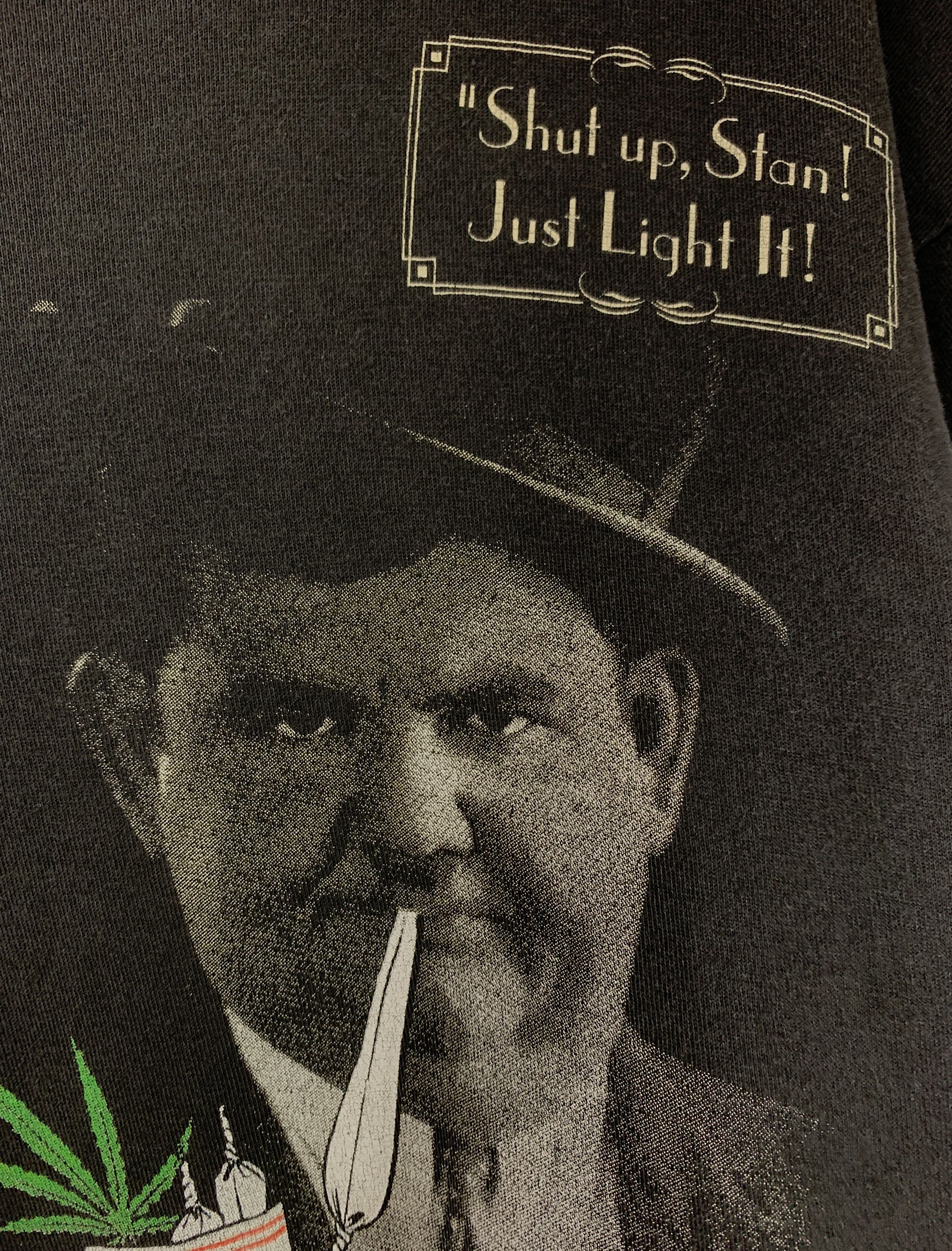 Vintage 90s Stan and ollie smoking weed tshirt