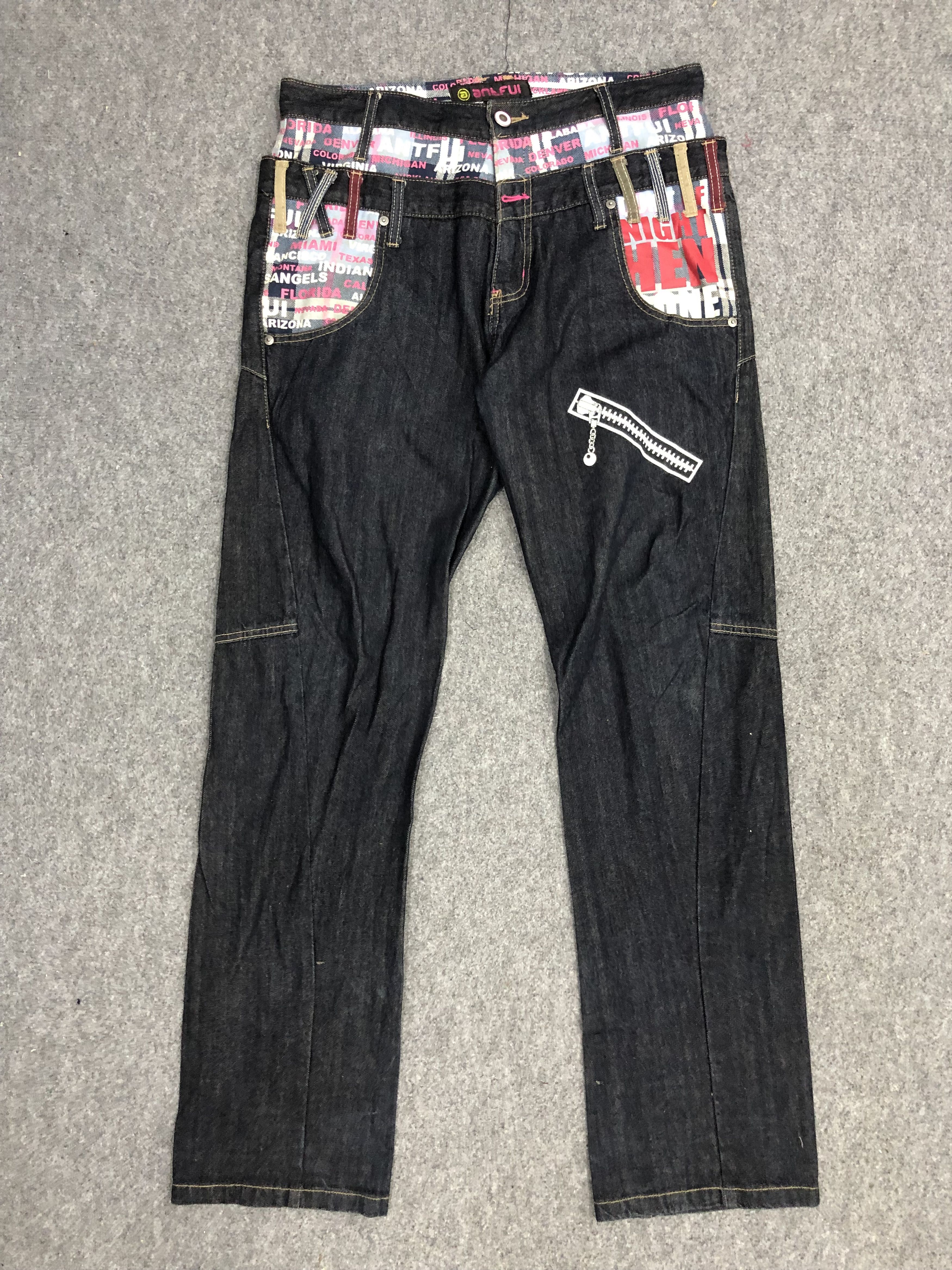 Japanese Brand × Vintage Vintage Double Waist Denim Black DP1317 Size US 33 - 1 Thumbnail