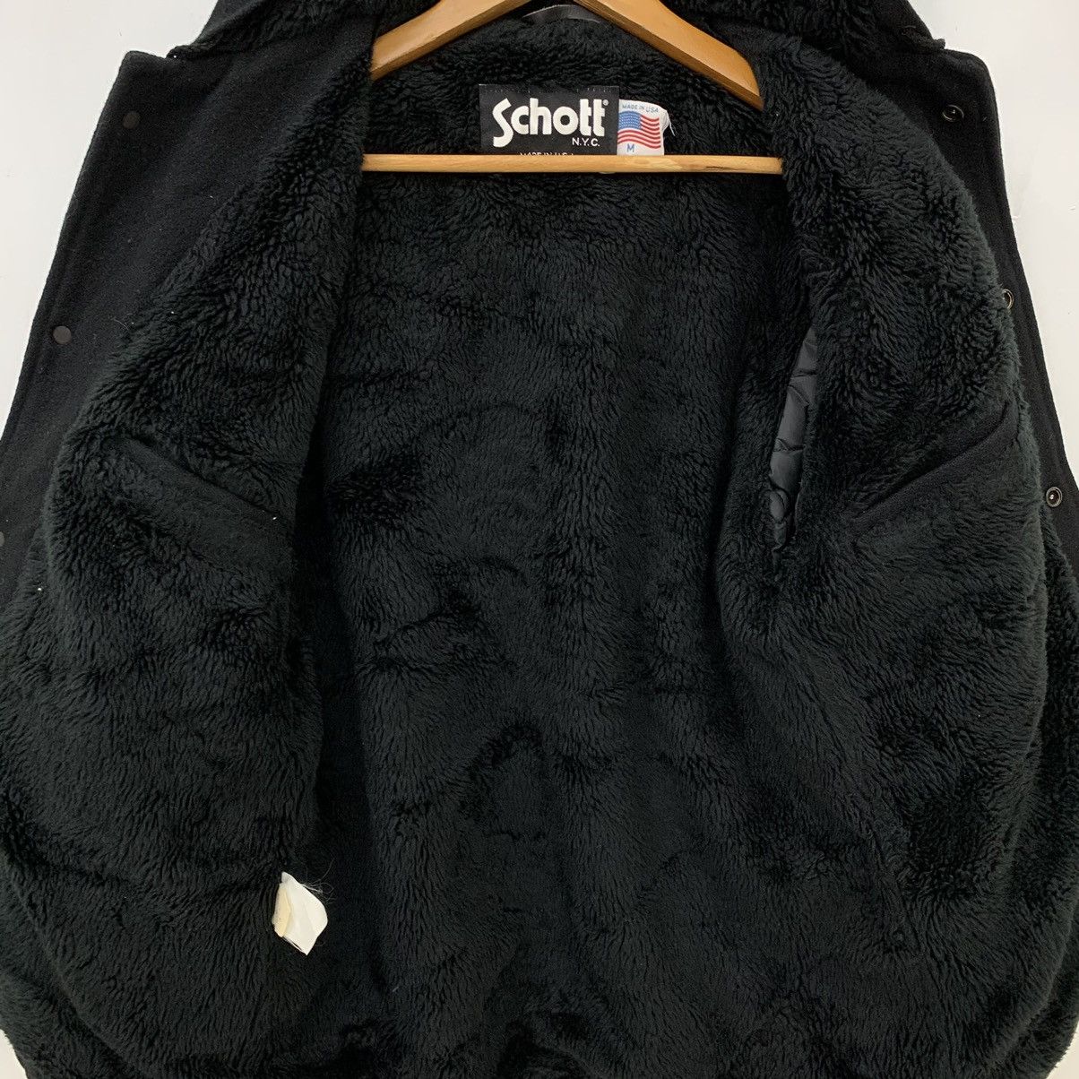 Schott × Vintage Black Schott NYC Fleece Sherpa Lining Hoodie Jacket Size US M / EU 48-50 / 2 - 6 Thumbnail