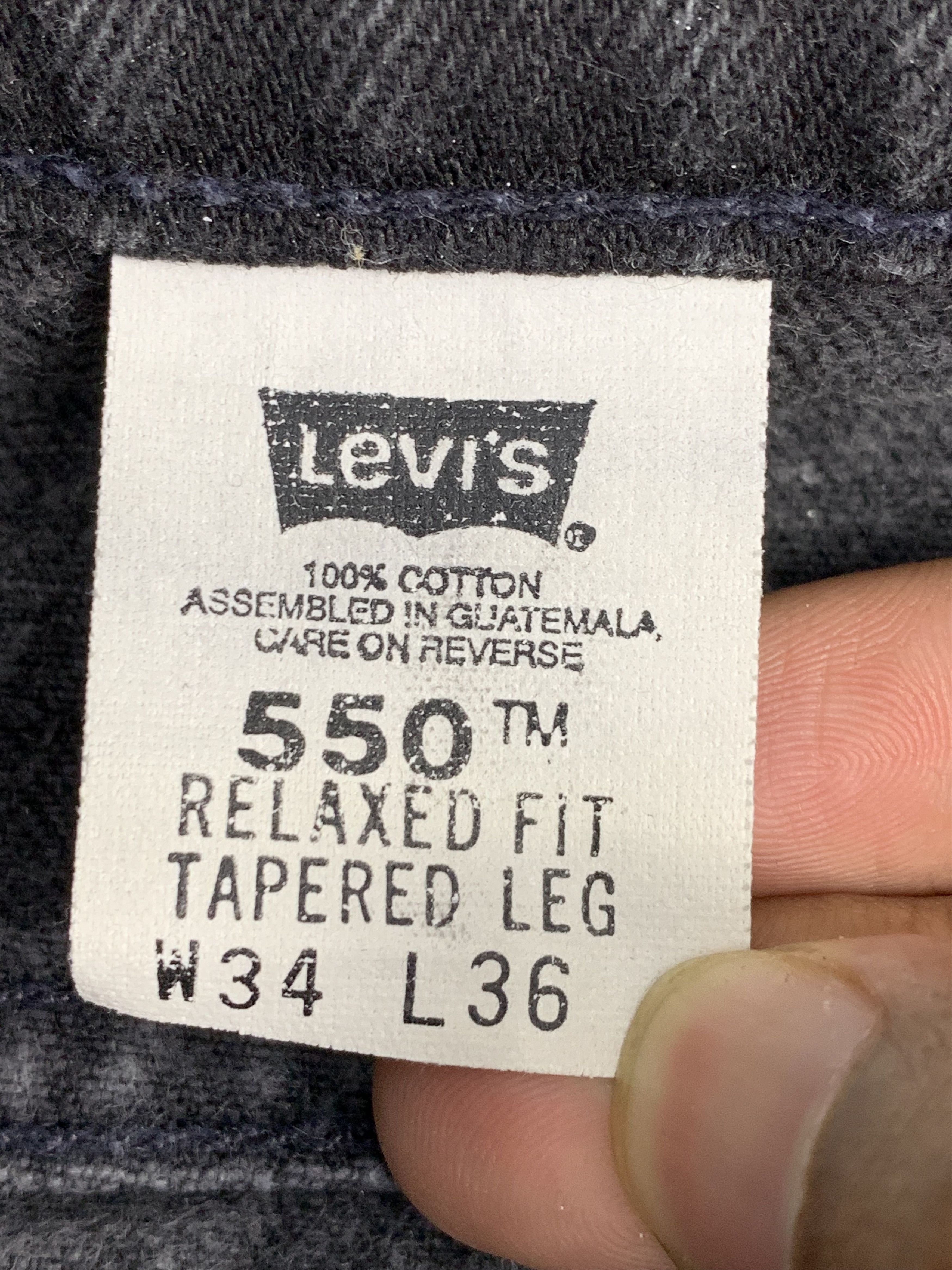 Levi's Vintage 90s Levis 550 Orange Tab Faded Black Jeans DP2128 Size US 33 - 11 Thumbnail