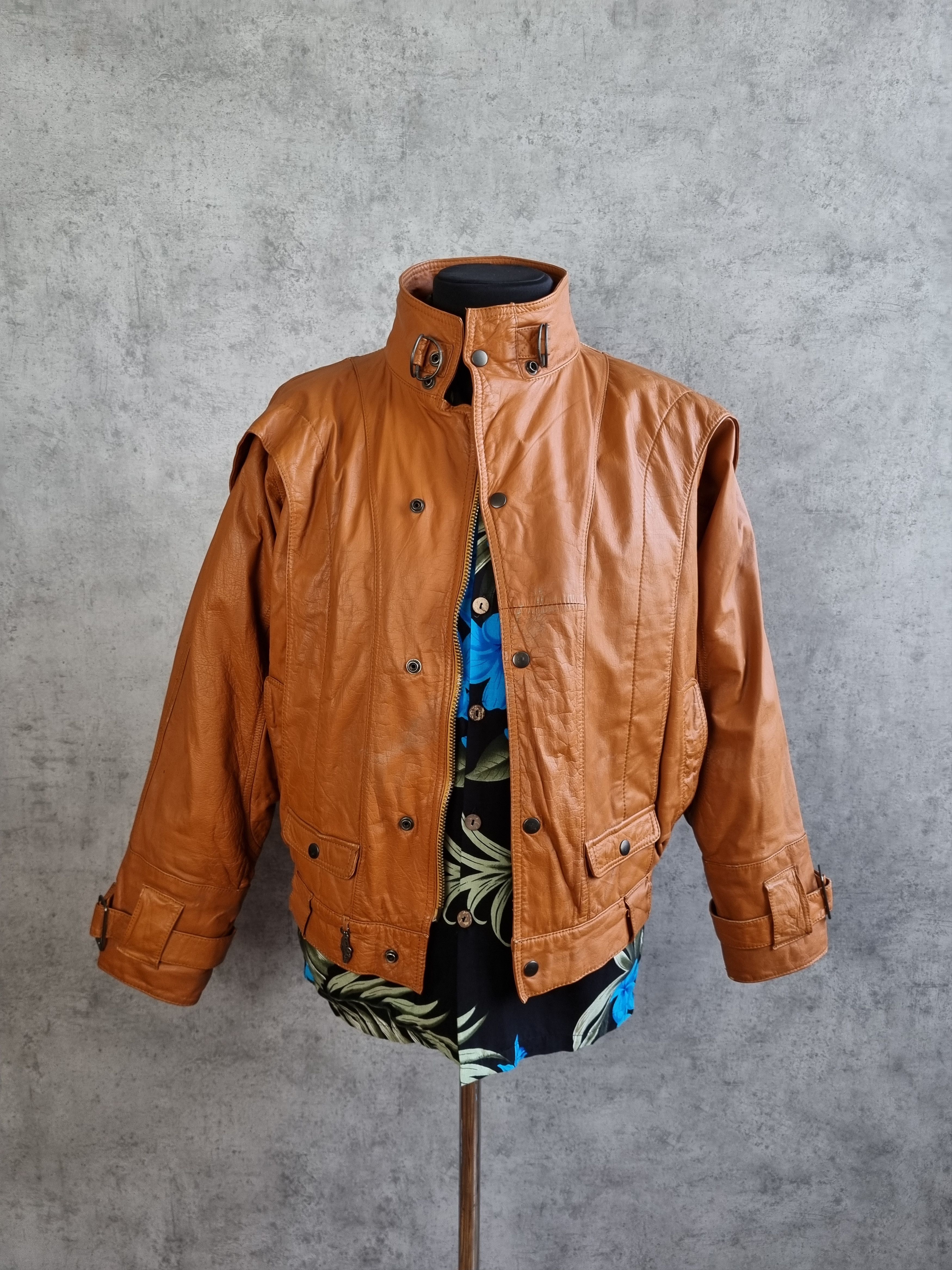 Vintage Rare 80s Real TAXI Driver Leather Jacket Size US M / EU 48-50 / 2 - 2 Thumbnail