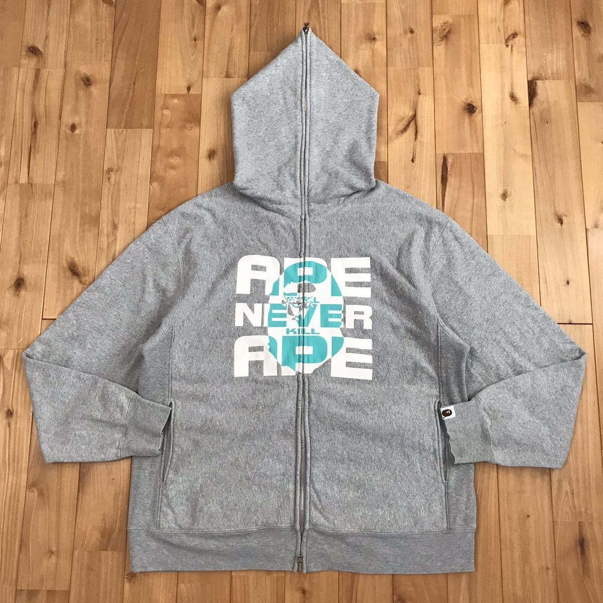 image of Bape × Kaws Asnka Logo Full Zip Hoodie A Bathing Ape in Grey, Men's (Size Large)
