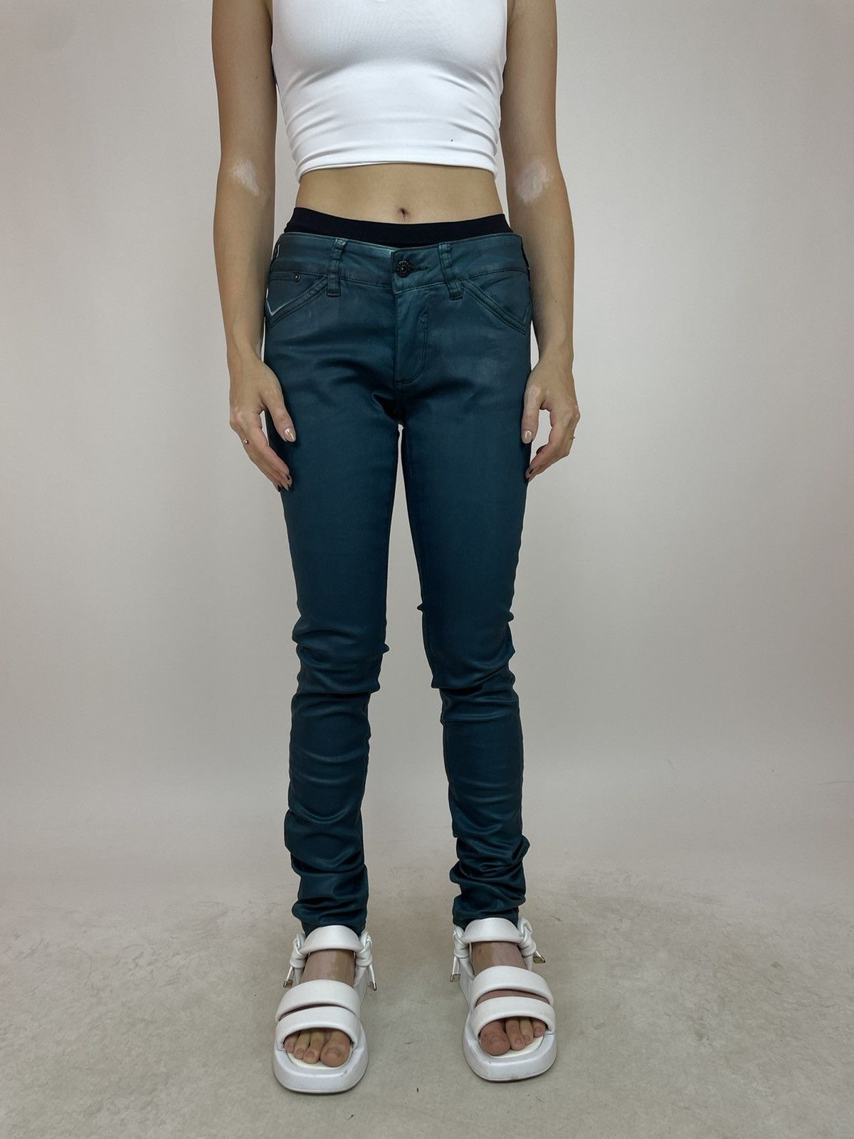 Parasuco PARASUCO Womens Jeans waxed green jador fit denim size 28 Size 28" / US 6 / IT 42 - 3 Thumbnail