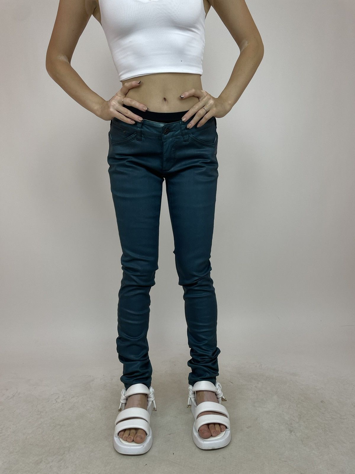 Parasuco PARASUCO Womens Jeans waxed green jador fit denim size 28 Size 28" / US 6 / IT 42 - 4 Thumbnail