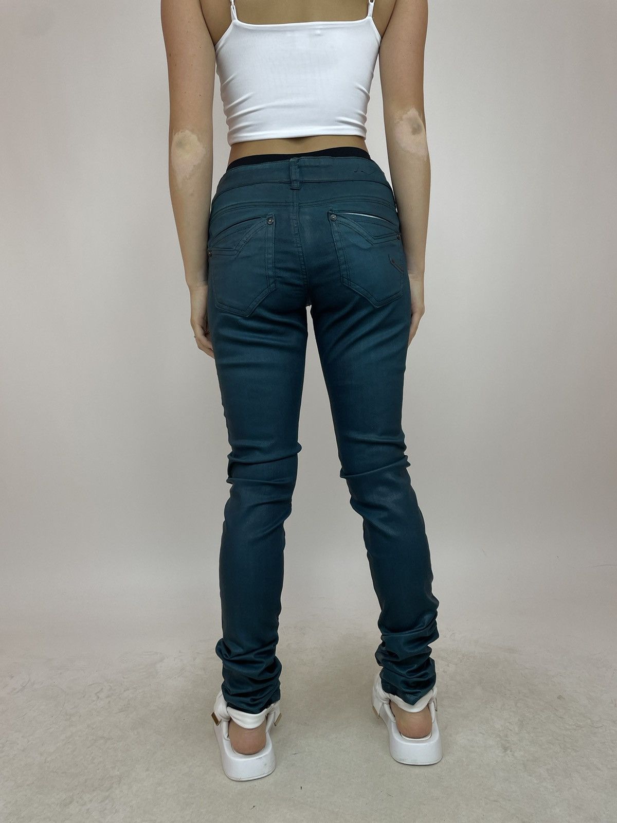 Parasuco PARASUCO Womens Jeans waxed green jador fit denim size 28 Size 28" / US 6 / IT 42 - 2 Thumbnail