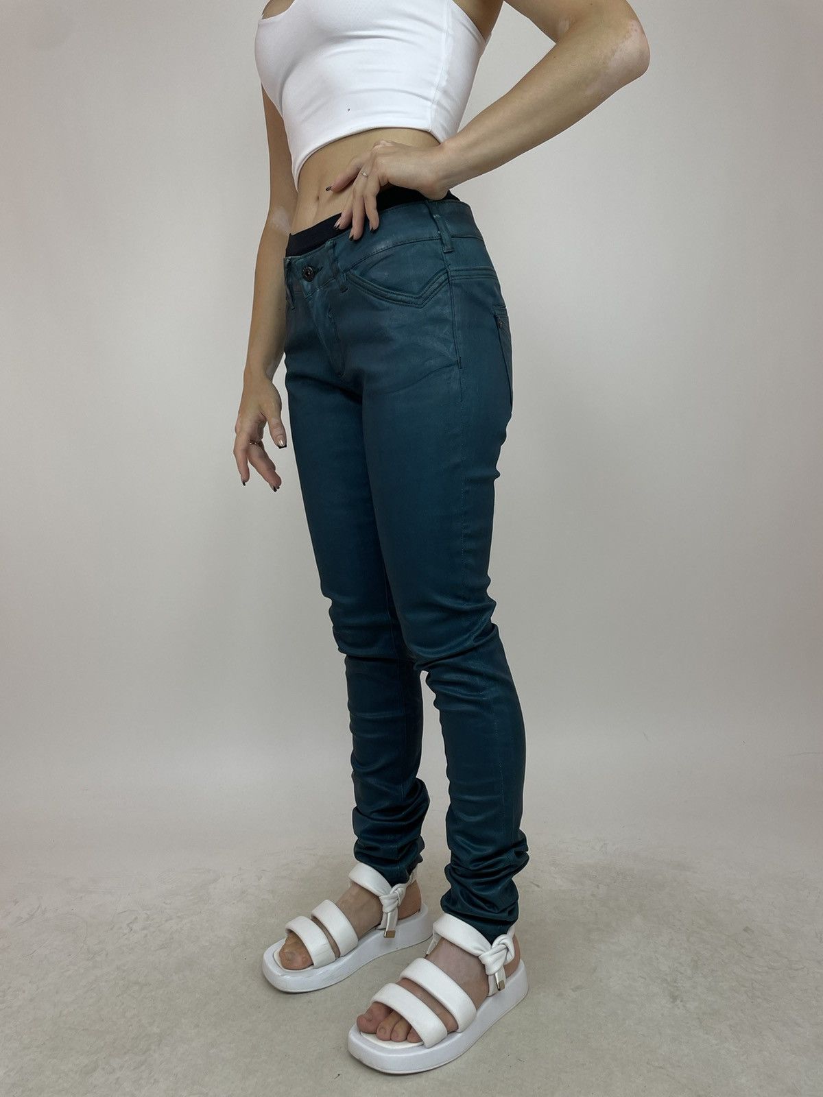 Parasuco PARASUCO Womens Jeans waxed green jador fit denim size 28 Size 28" / US 6 / IT 42 - 6 Thumbnail