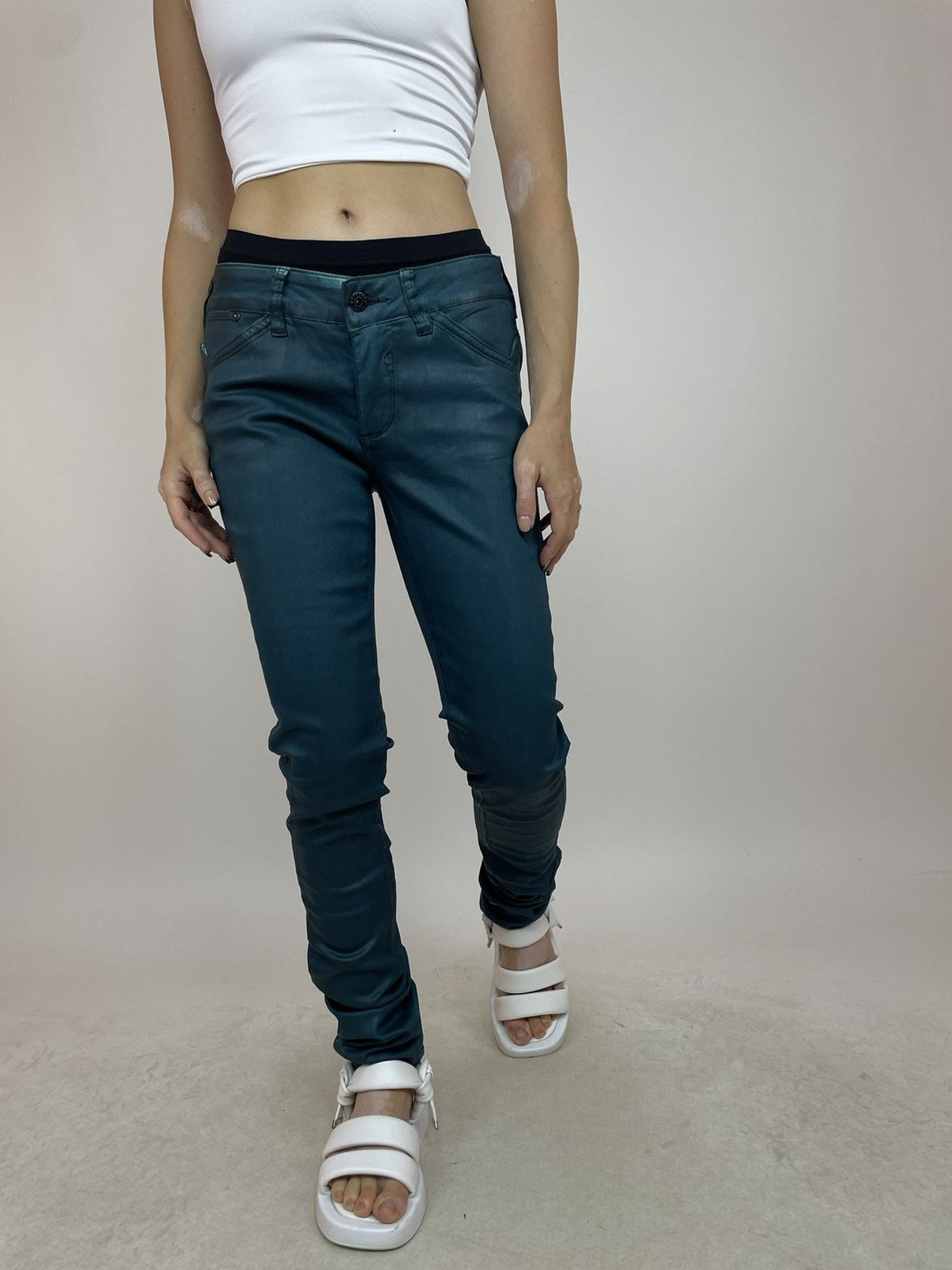 Parasuco PARASUCO Womens Jeans waxed green jador fit denim size 28 Size 28" / US 6 / IT 42 - 1 Thumbnail